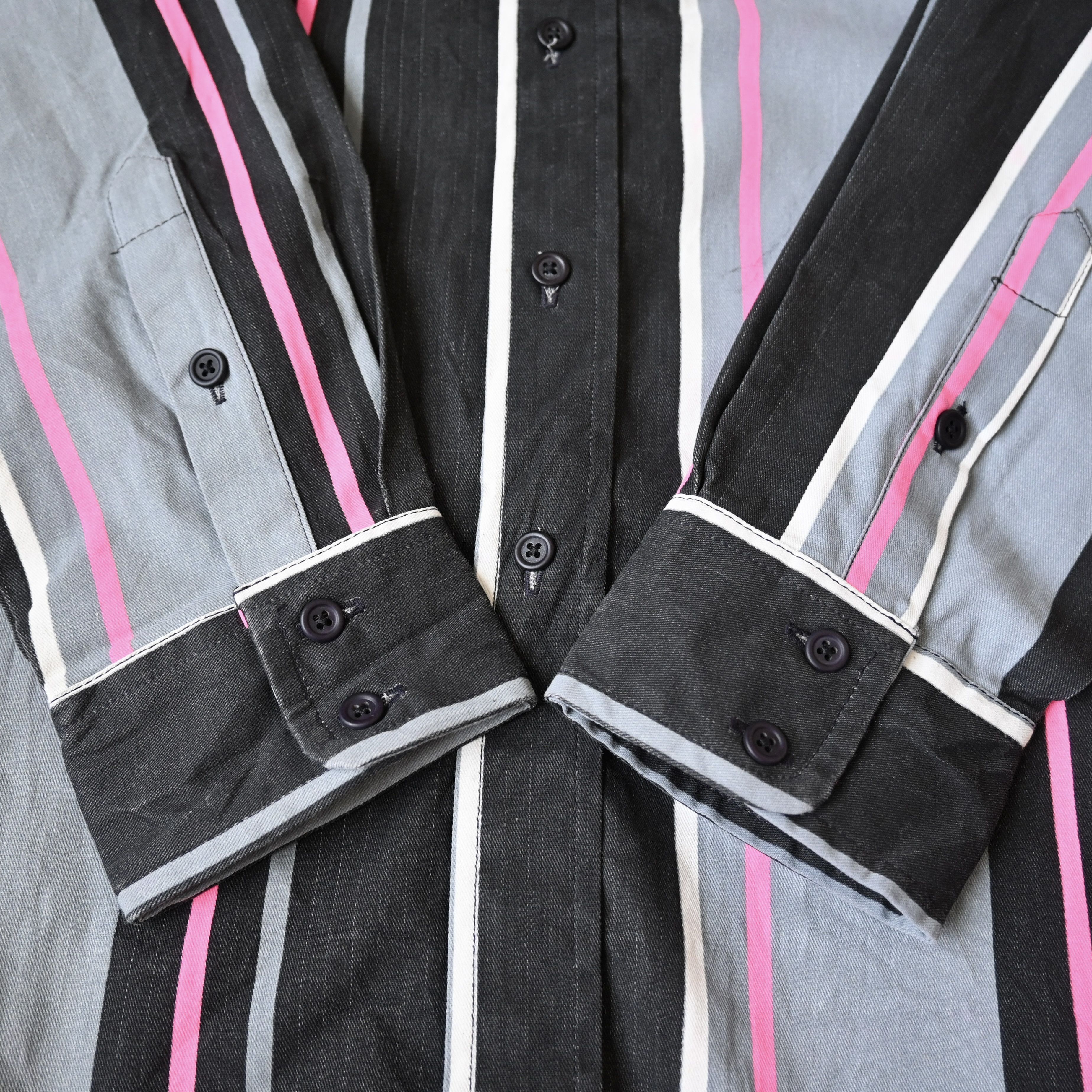 Vintage MINT, 1990s Wrangler Brushpopper cape shirt grey x pink Size US L / EU 52-54 / 3 - 12 Thumbnail