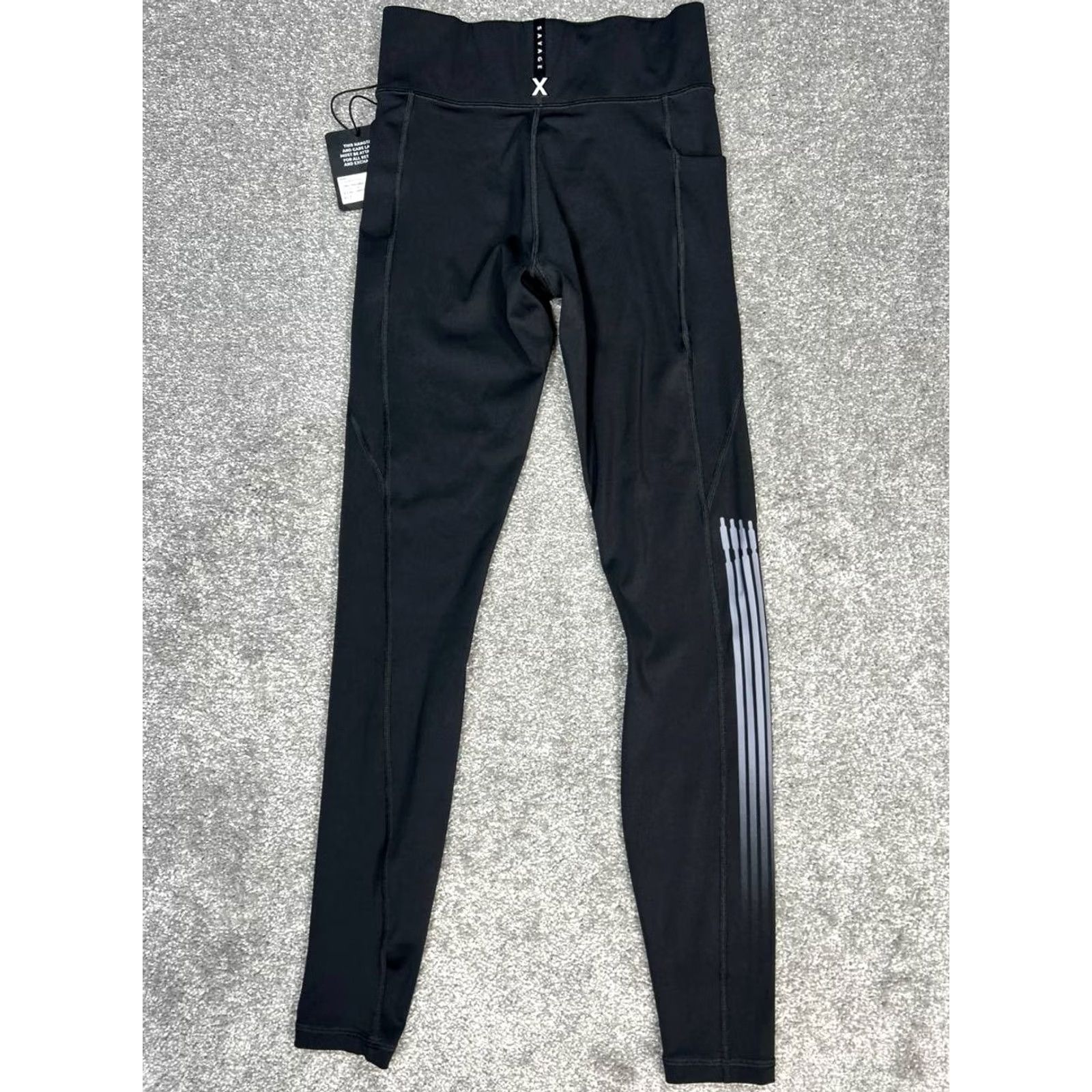 Vintage Savage X Fenty Leggings Women Small Black Stretch Mid Rise Sports By Rihanna Size 28" / US 6 / IT 42 - 2 Thumbnail