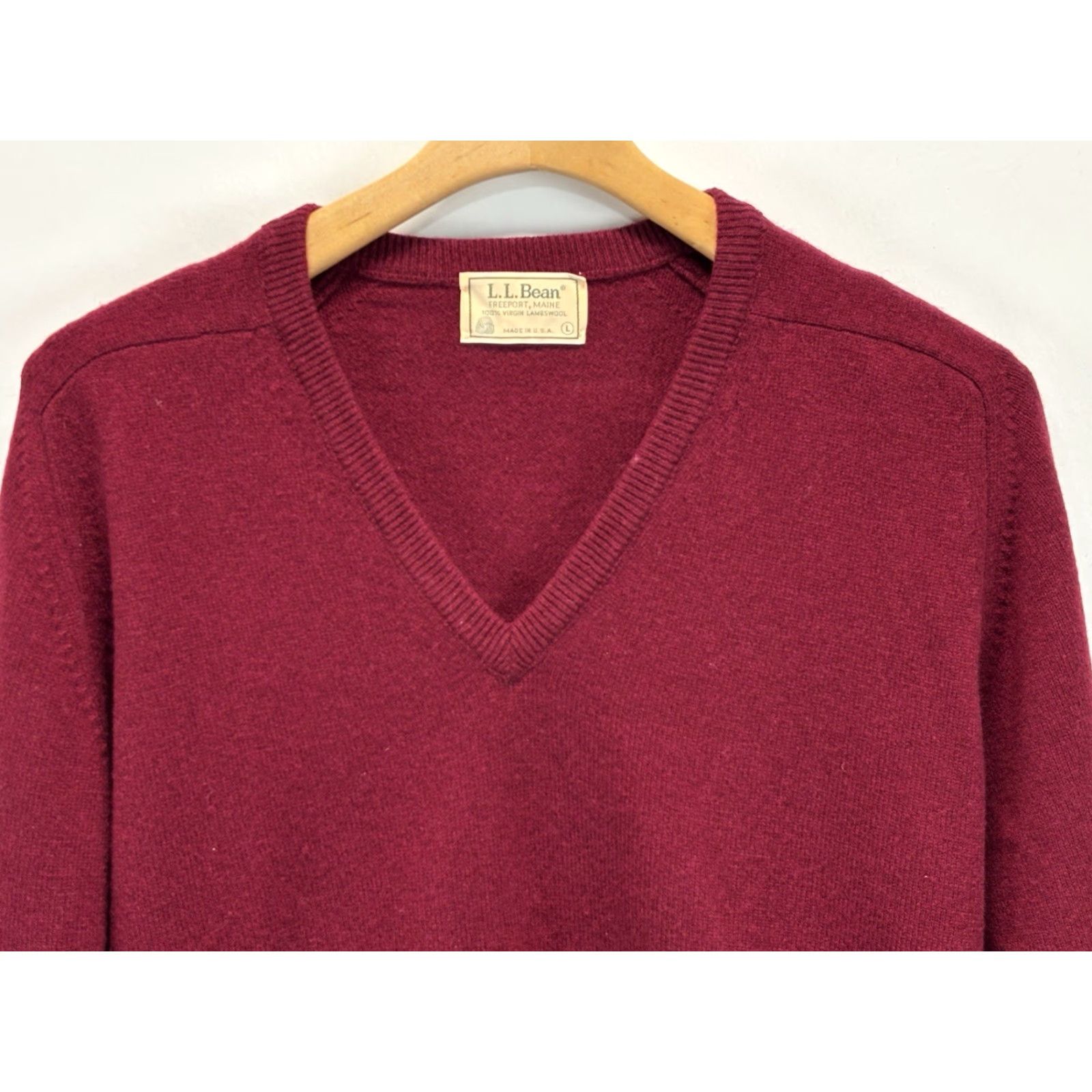 Vintage VINTAGE LL Bean Sweater Men’s Large Pullover Wool Lambswool Red USA 70s Size US L / EU 52-54 / 3 - 2 Thumbnail