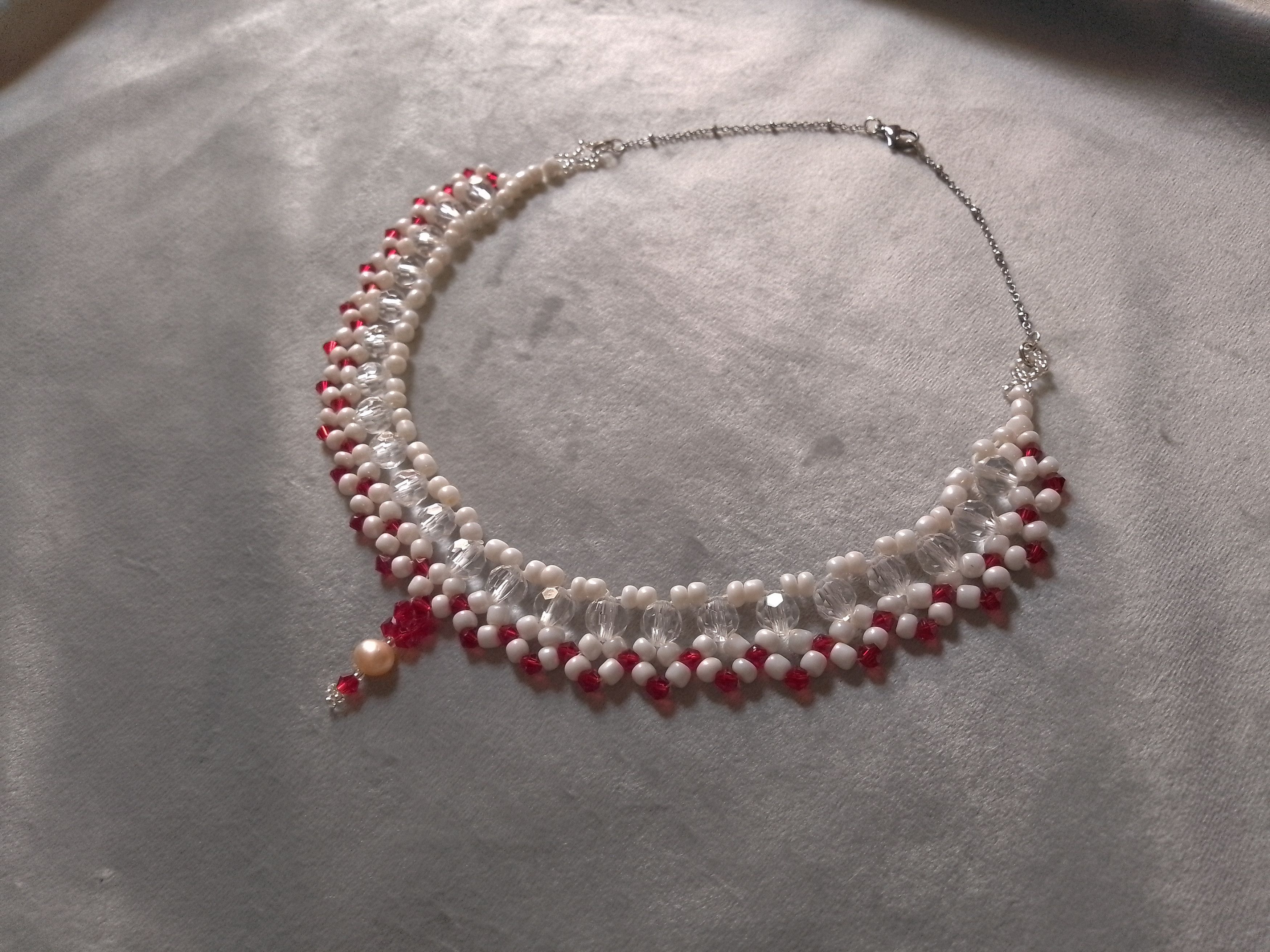 Handmade Elegant Necklace Ivory red with river pearl pendant Size ONE SIZE - 8 Thumbnail