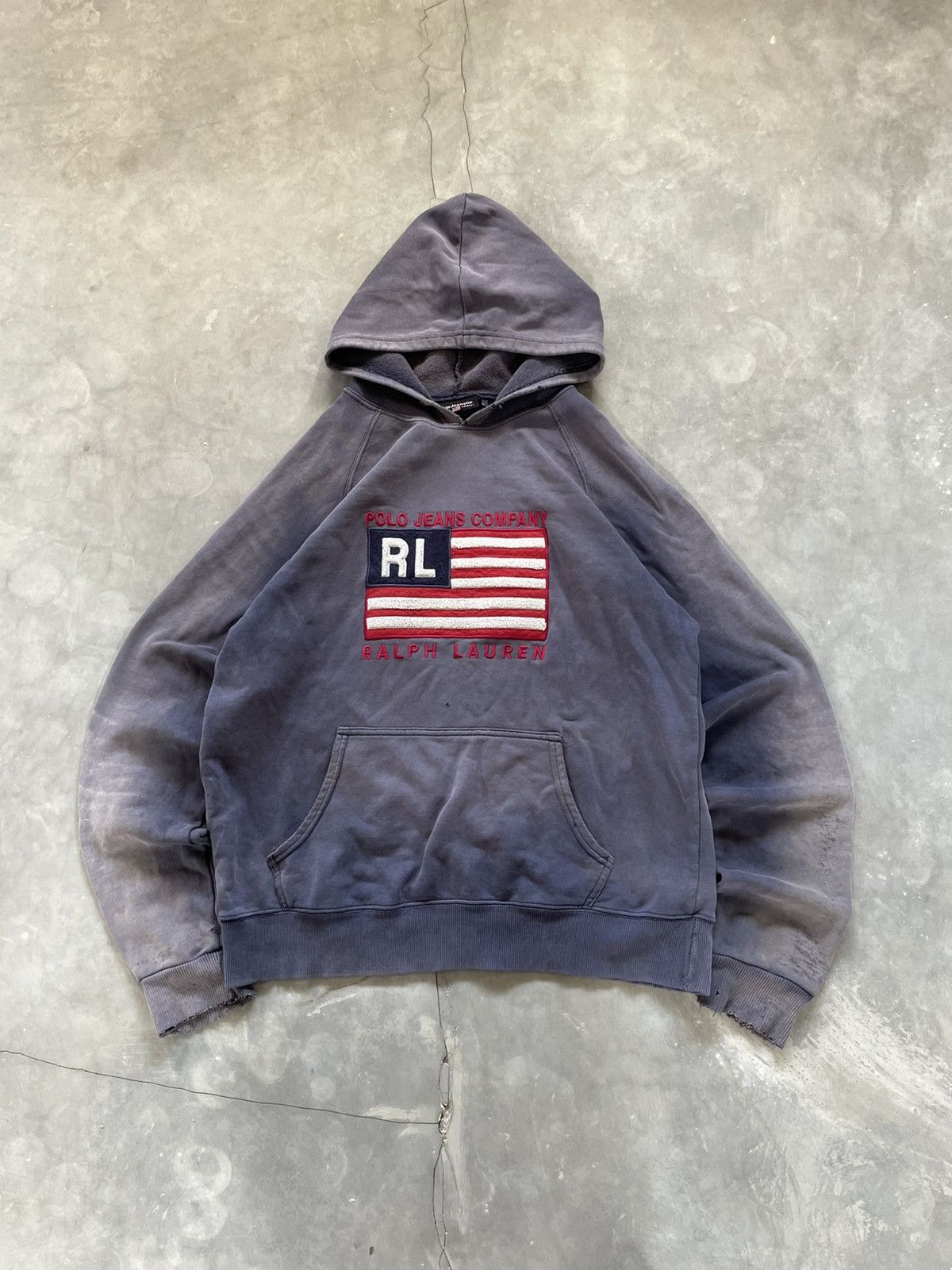 Polo Ralph Lauren 1990’s Vintage Polo Ralph Lauren Distressed Sun Faded Hoodie Size US L / EU 52-54 / 3 - 1 Thumbnail
