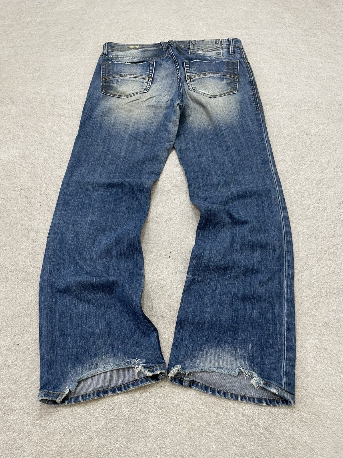 Japanese Brand 2000s Japanese Flare Denim Heavy Fade Distressed Jeans Y2K Size US 33 - 7 Thumbnail