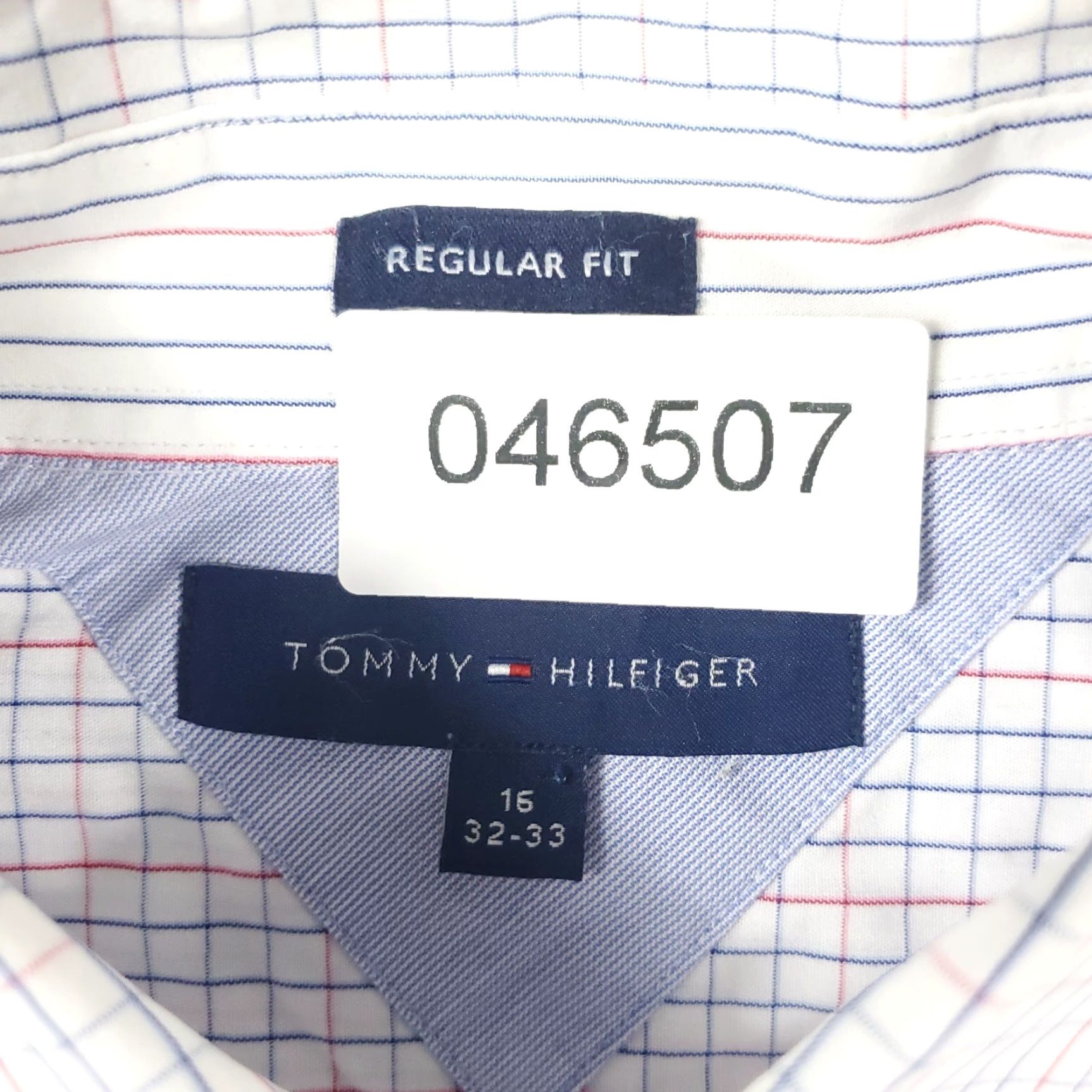 Tommy Hilfiger Tommy Hilfiger Dress Shirt Mens 16 Blue White Check Button Up Long Sleeve Regular Collar Point 100% Cotton Classic American Preppy Mens Size 42R - 7 Thumbnail