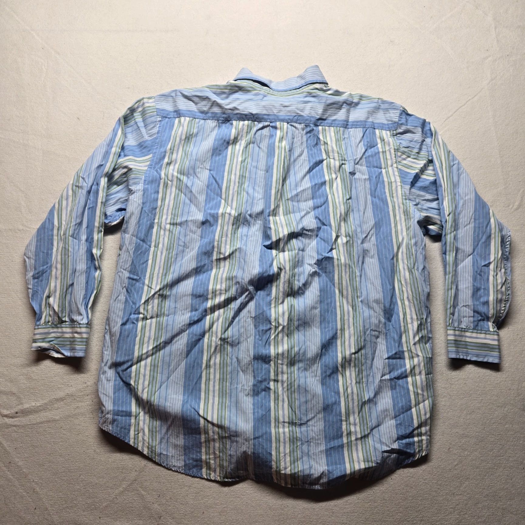 Roundtree & Yorke VINTAGE Roundtree & Yorke Shirt Button-Up Striped Long Sleeve Adult 2XL Blue Classic Cotton Button-Down Chest Pocket Mens Size US XXL / EU 58 / 5 - 7 Thumbnail