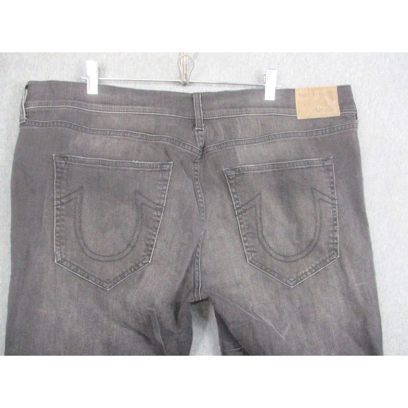 True Religion True Religion Geno Jeans Mens 40x32 Gray Moto Biker Straight Stretch Denim Pants Charcoal Wash Jeans Mens Size US 40 / EU 56 - 7 Thumbnail