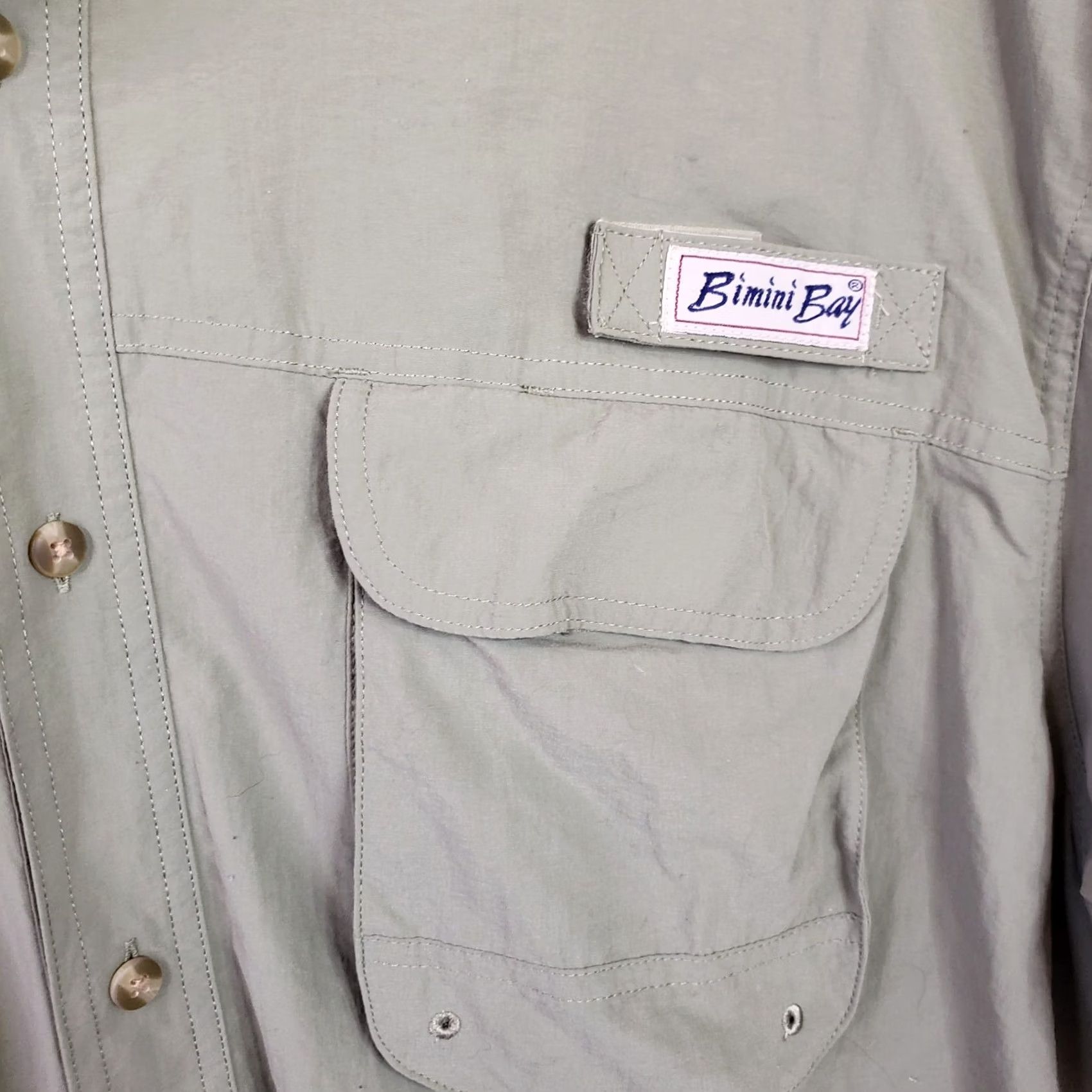 Vintage Bimini Bay Outfitters Men Button-Up Shirt XL Green Short Sleeve Vented Pockets Logo Collared Casual Travel Outdoor Shirt Size US L / EU 52-54 / 3 - 4 Thumbnail