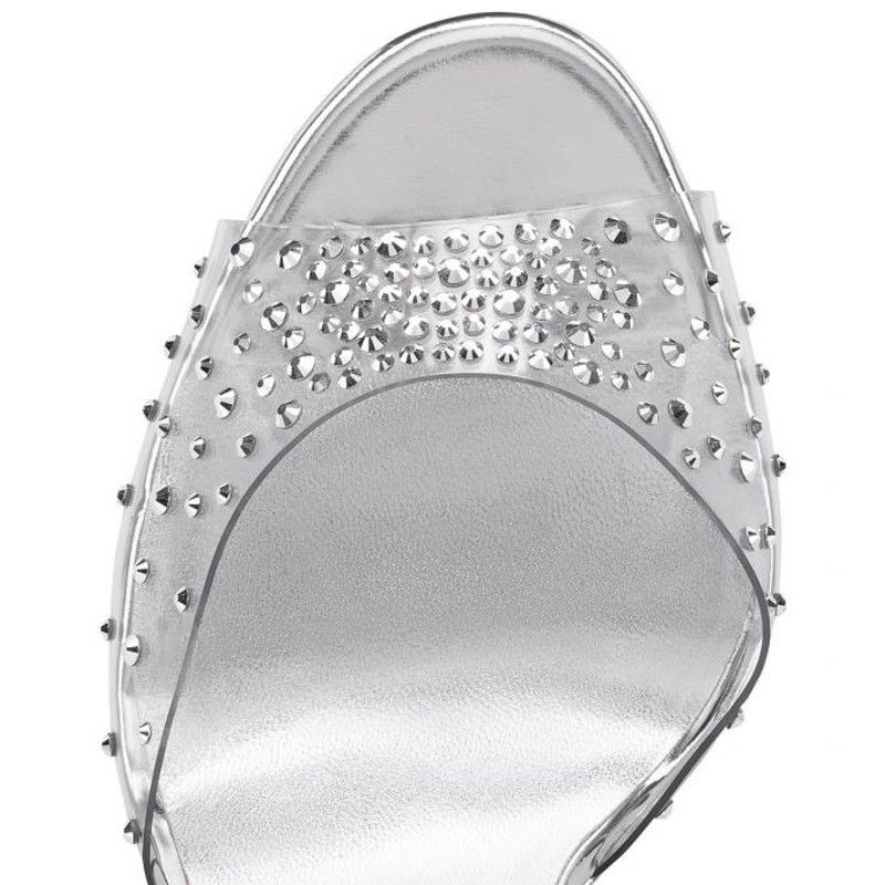 Christian Louboutin os11x0526 Degratina Frou PVC 120mm Heels in Silver Size US 7 / IT 37 - 4 Thumbnail