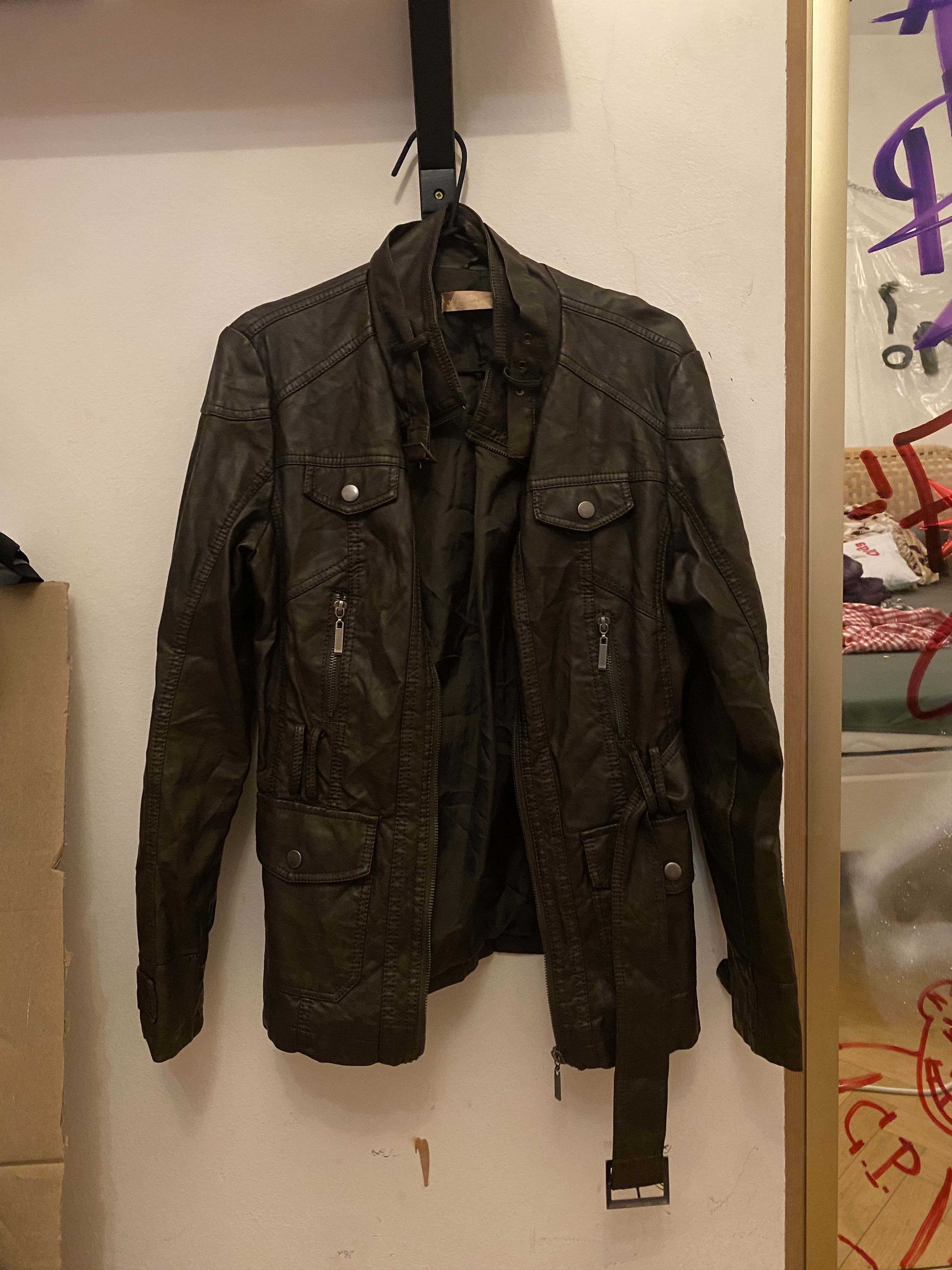 Vintage Vintage Distressed Dark Brown Leather Moto Jacket Size M / US 6-8 / IT 42-44 - 1 Thumbnail