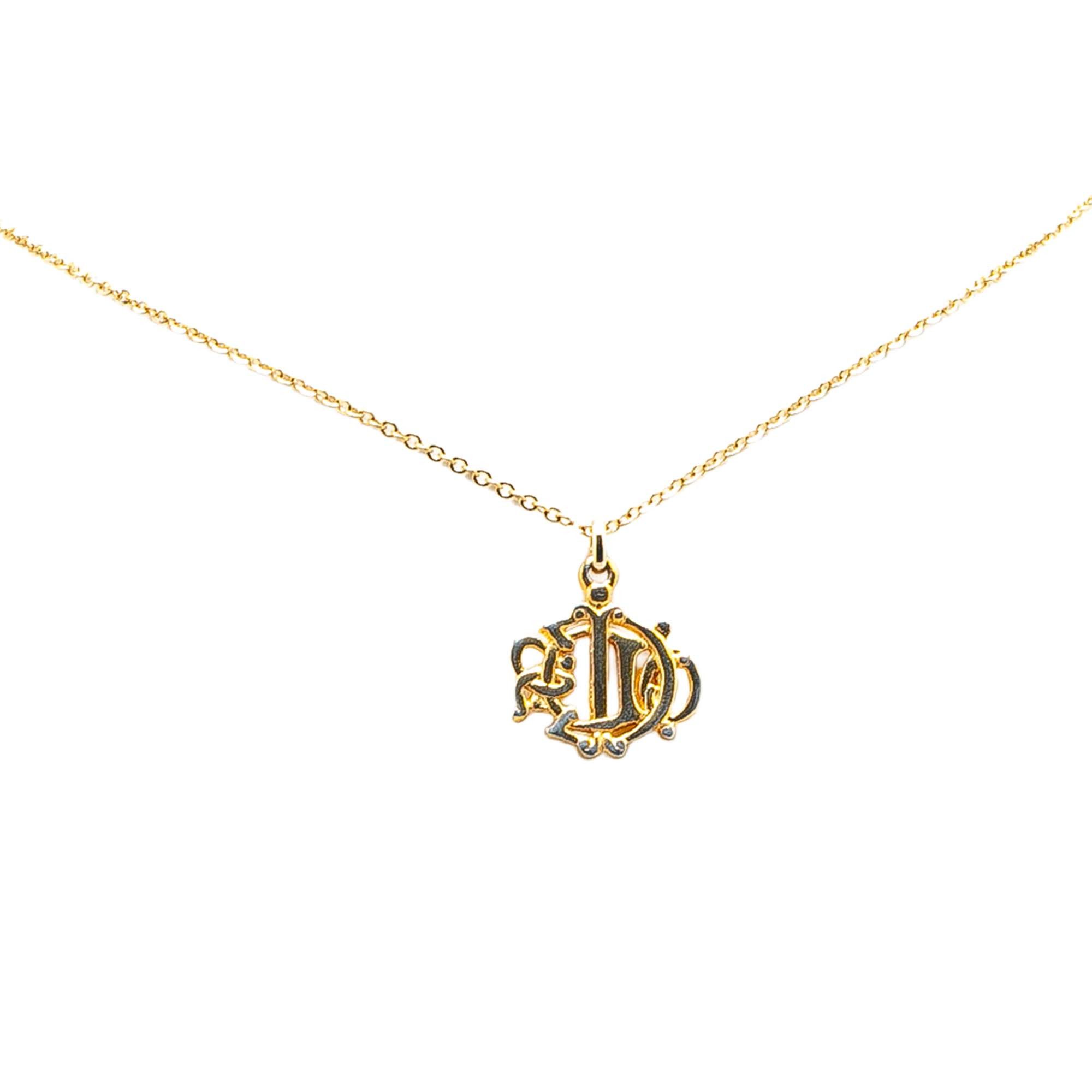Dior Dior Gold Plated Logo Pendant Necklace Size ONE SIZE - 1 Thumbnail