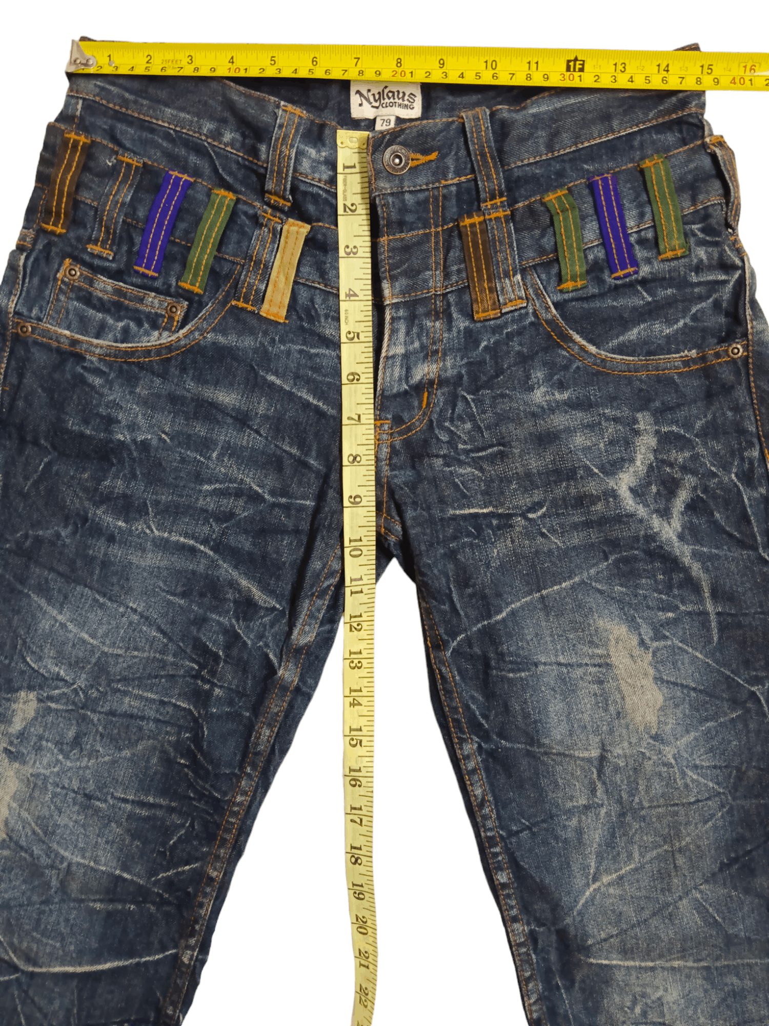 Japanese Brand Nylaus Double Waist Distressed Denim Size US 30 / EU 46 - 5 Thumbnail