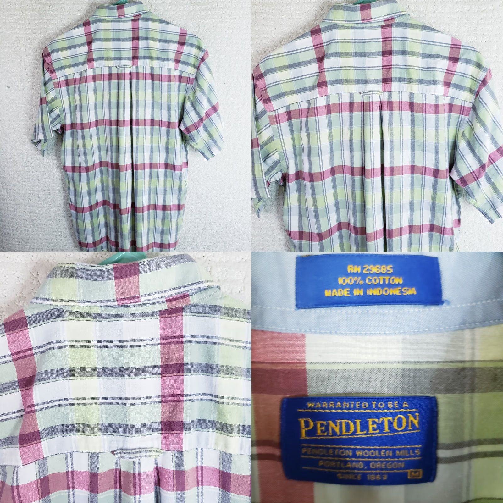 Pendleton Pendleton Shirt Mens M Short Sleeve Button Up Plaid Multicolor Pink Green Cotton Size US M / EU 48-50 / 2 - 8 Thumbnail