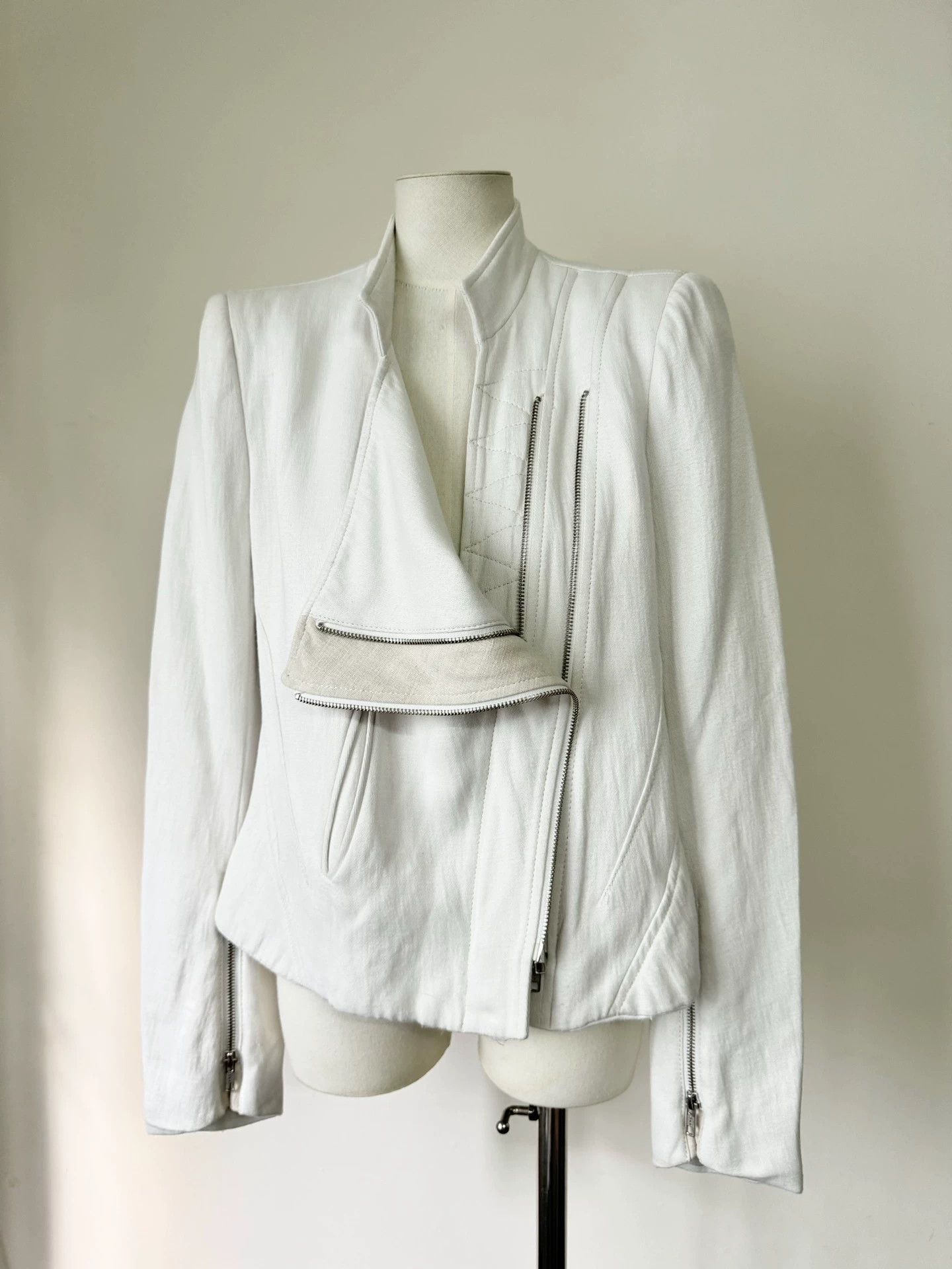 Ann Demeulemeester Ann Demeulemeester 03SS White Double-Zip Short Jacket 38 Size XS / US 0-2 / IT 36-38 - 5 Thumbnail
