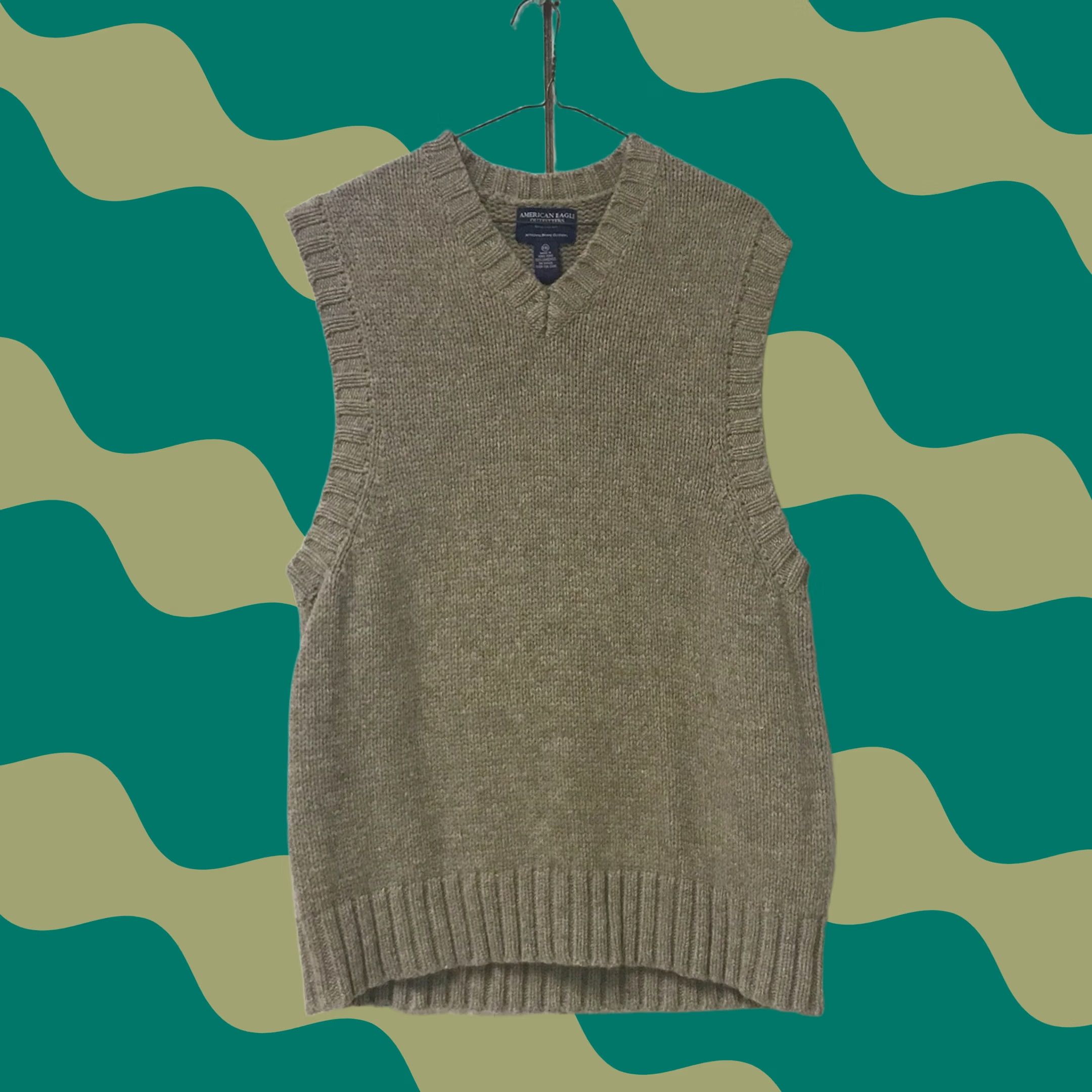 American Eagle Outfitters VINTAGE American Eagle Outfitters Men Hazel Brown Lambswool Knit V-Neck Sweater Vest 2XL Size US XXL / EU 58 / 5 - 1 Thumbnail