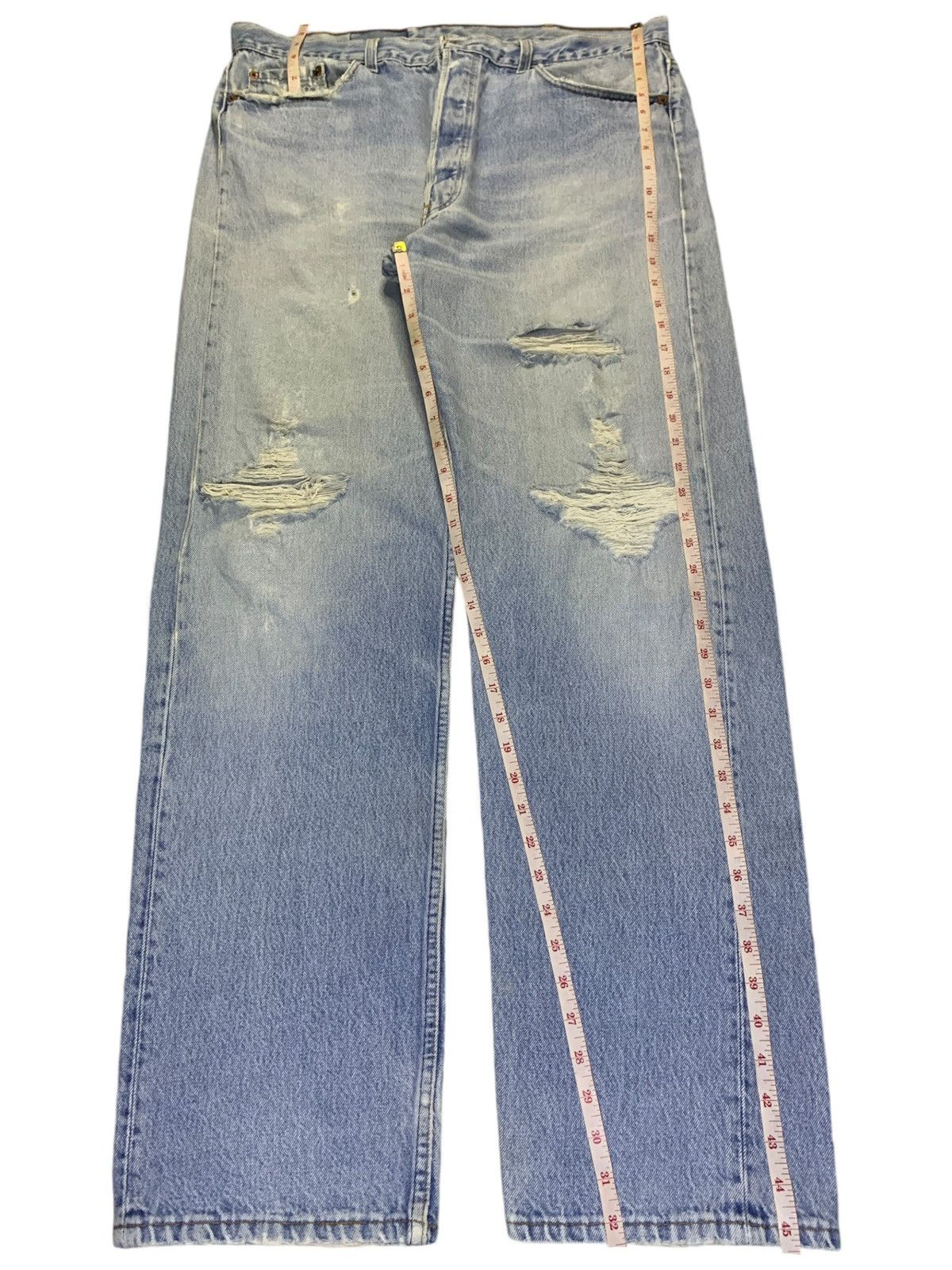 Levi's Vintage 90s Levis 501 Faded Wash Distressed Baggy Jeans Size US 37 - 12 Thumbnail