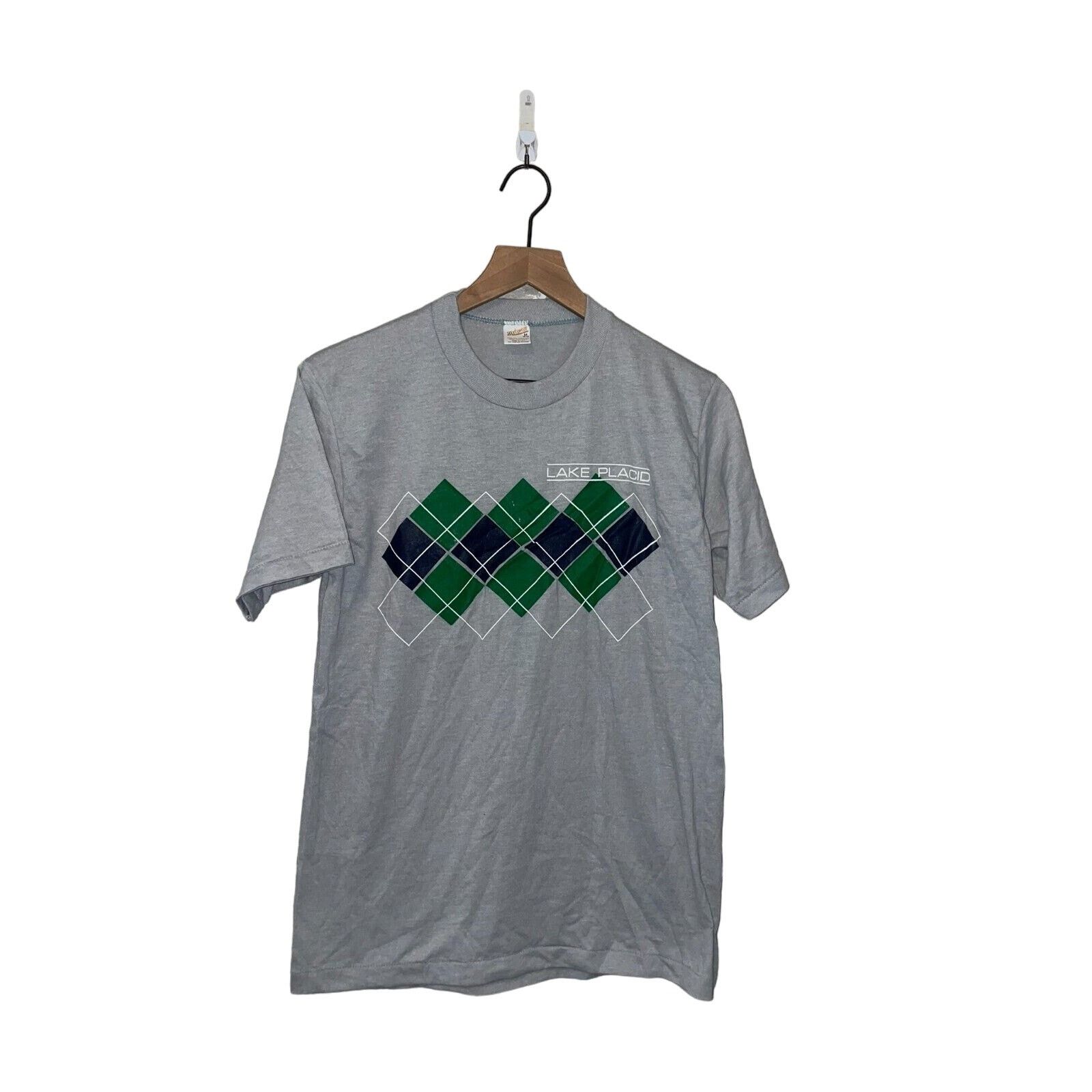 Vintage Vintage Lake Placid Shirt New York Gray Green Tee 80s Medium Size US M / EU 48-50 / 2 - 1 Thumbnail