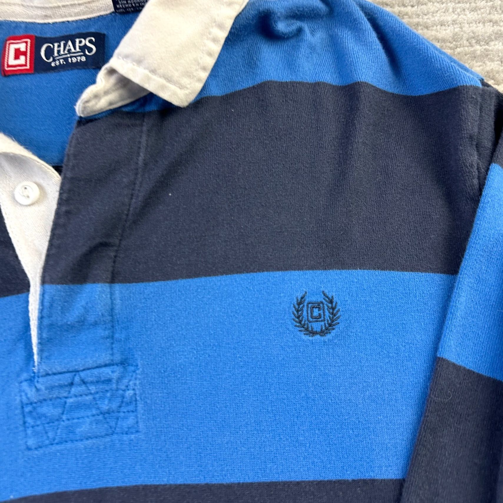 Chaps Chaps Rugby Shirt Mens Large Blue Orange Long Sleeve Polo Preppy Y2K Crest Size US XXL / EU 58 / 5 - 4 Thumbnail
