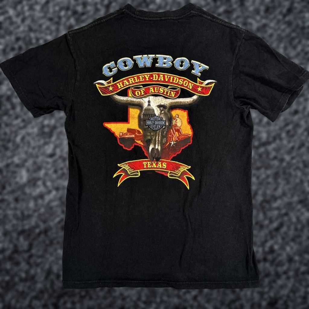 Harley Davidson Harley-Davidson Shirt Mens Medium Black Cowboy Austin Texas Pocket Tee Size US M / EU 48-50 / 2 - 1 Thumbnail