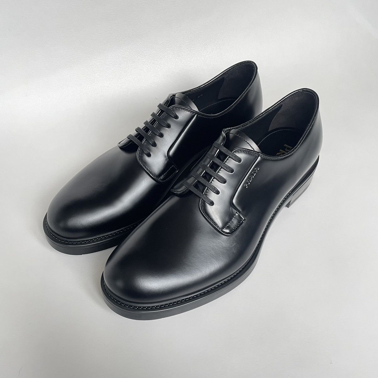 Prada Black Leather Derby Shoes Size US 9.5 / EU 42-43 - 10 Thumbnail