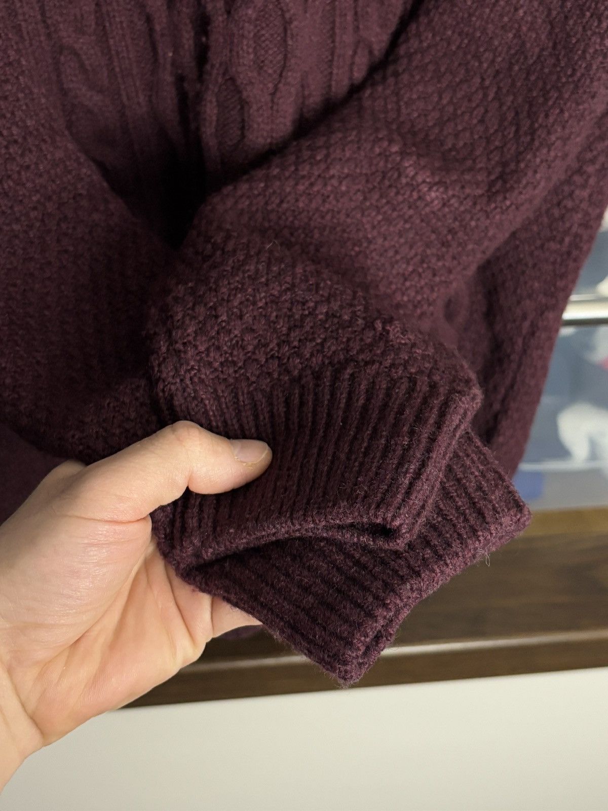 Barbour Vintage Barbour Wool Cable Knitted Burgundy Sweater Size US S / EU 44-46 / 1 - 3 Thumbnail