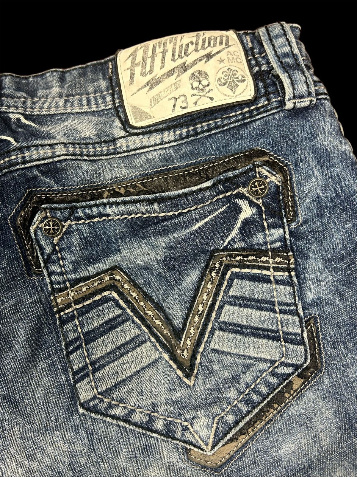 Affliction Affliction Denim Bootcut Acidwash Embroidered Jeans Size US 31 - 15 Thumbnail