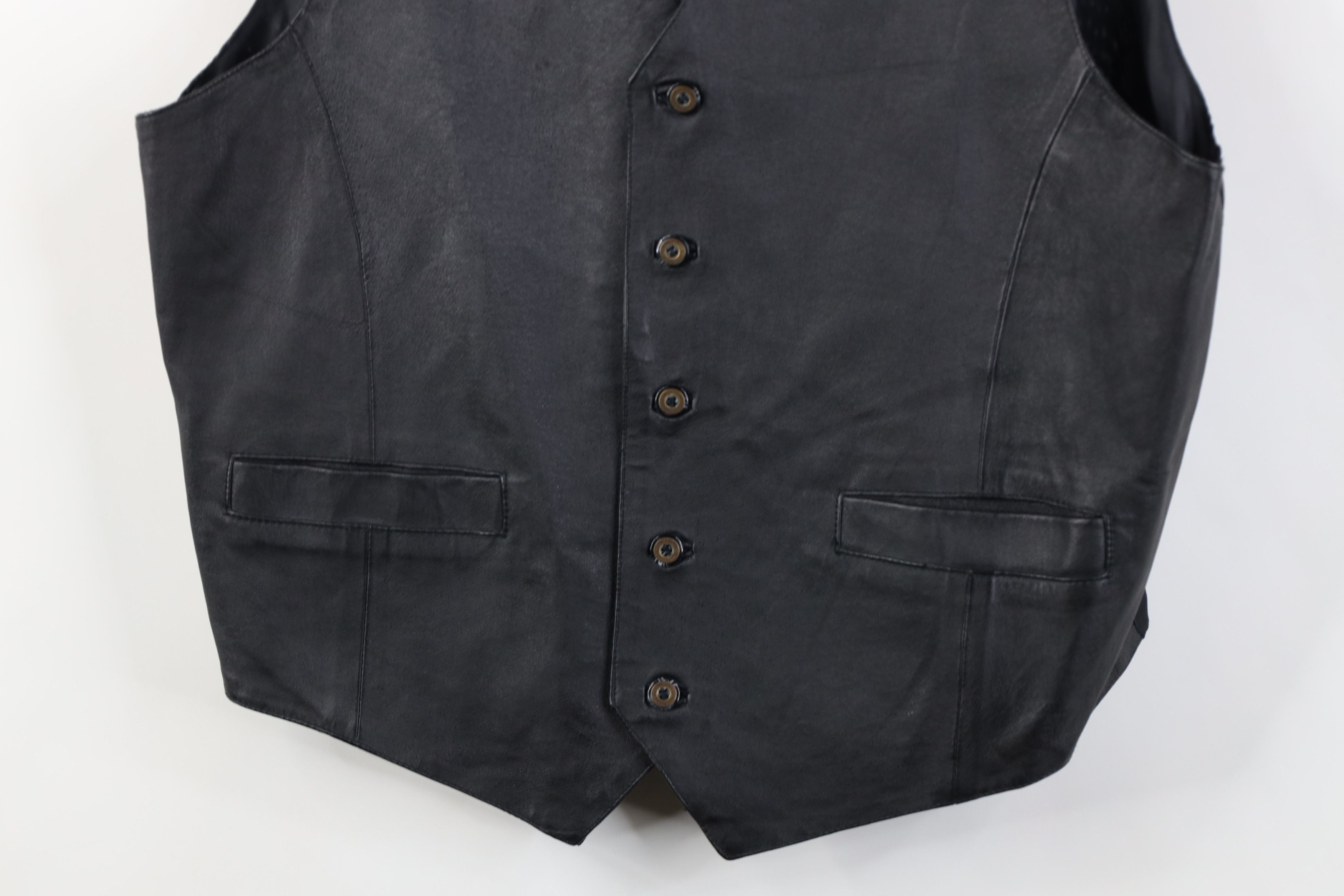 Vintage Vintage 90s Streetwear Button Leather Suit Vest Jacket Black Size US XL / EU 56 / 4 - 3 Thumbnail