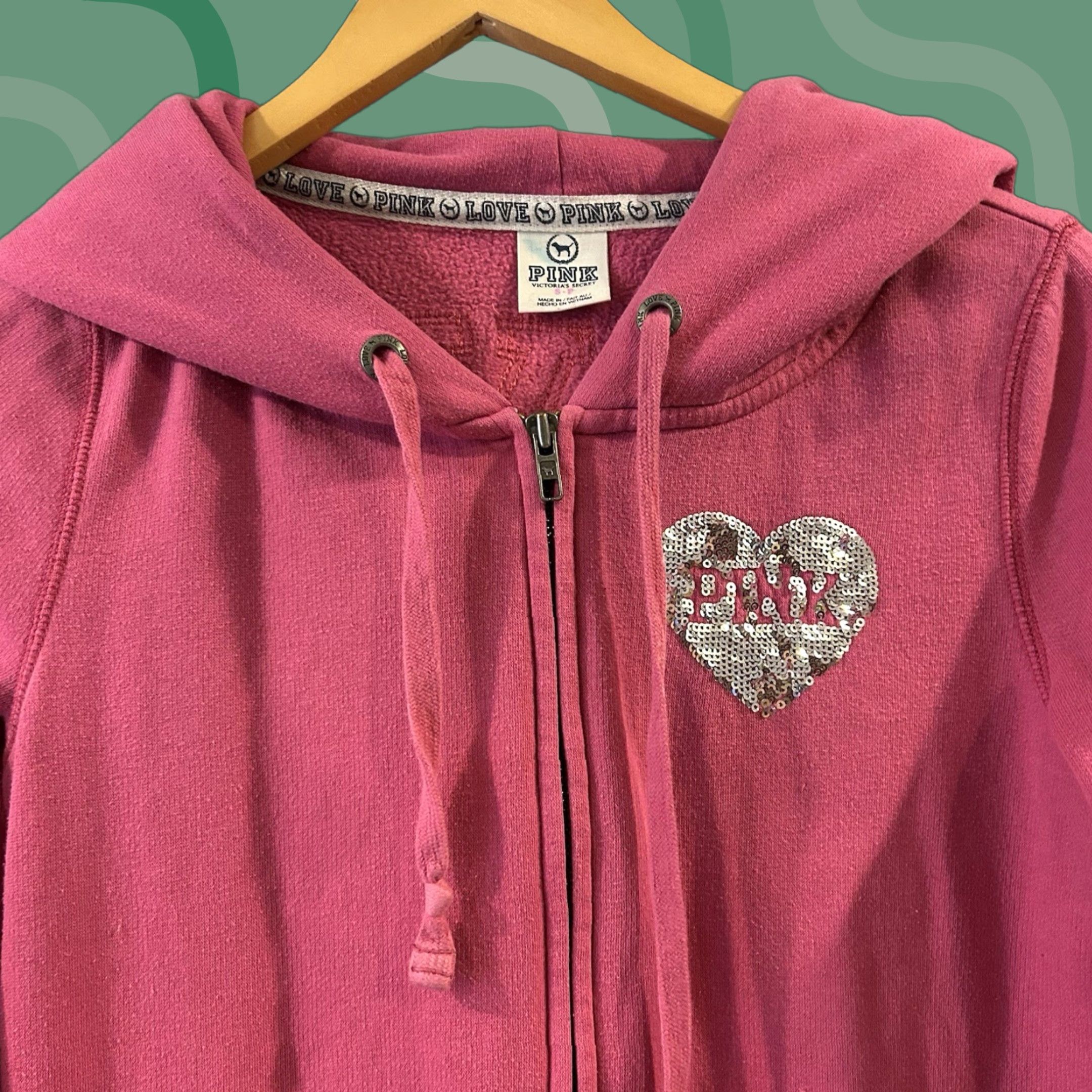 Victoria's Secret VINTAGE Victoria's Secret Sequin Pink Jacket Women Small Sequin Love Classic (Note: Title must use original words only; avoid adding new info) Size S / US 4 / IT 40 - 1 Thumbnail