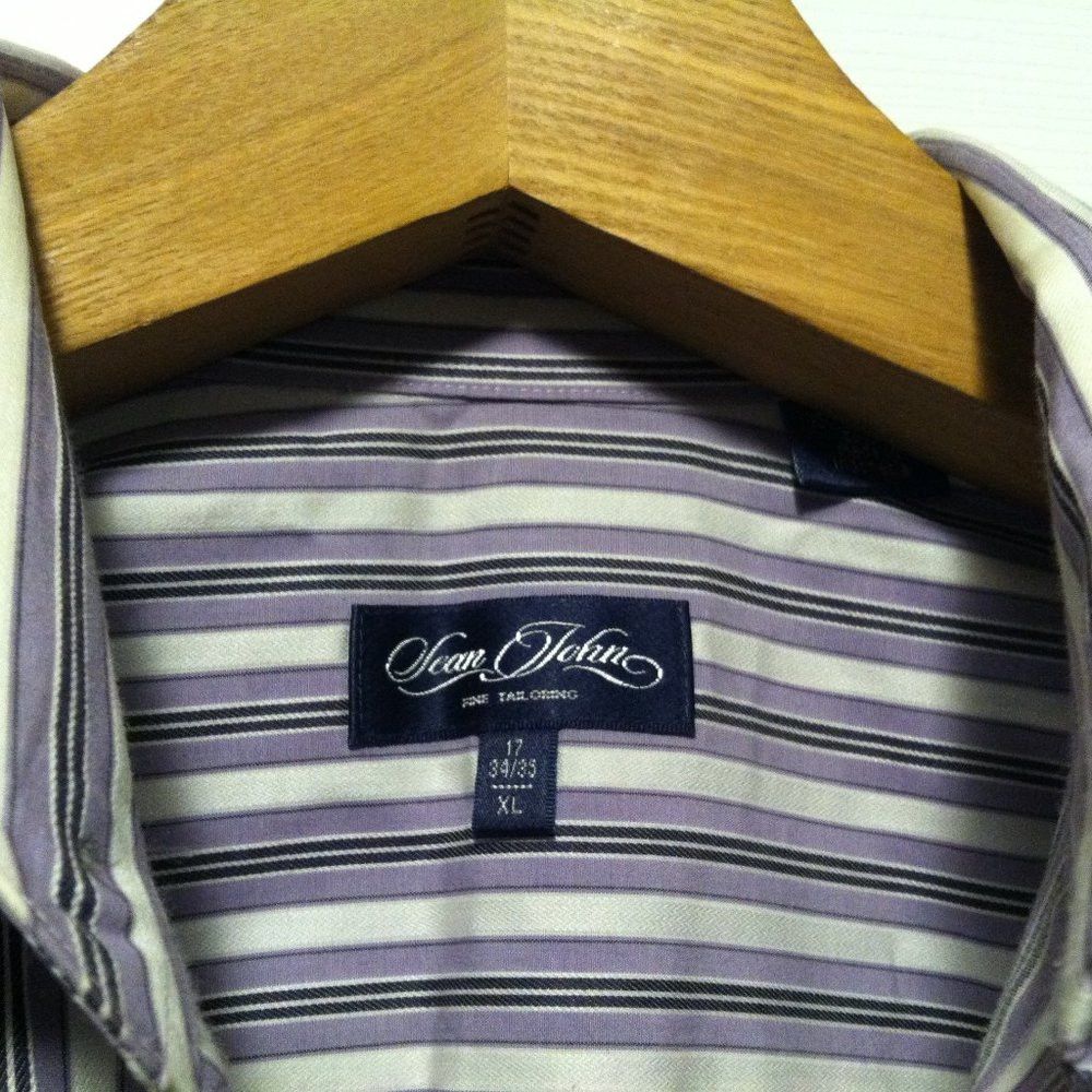 Sean John SEAN JOHN MEN'S LAVENDER 100%COTTON DRESS SHIRT 17/34-35 Size US XL / EU 56 / 4 - 5 Thumbnail