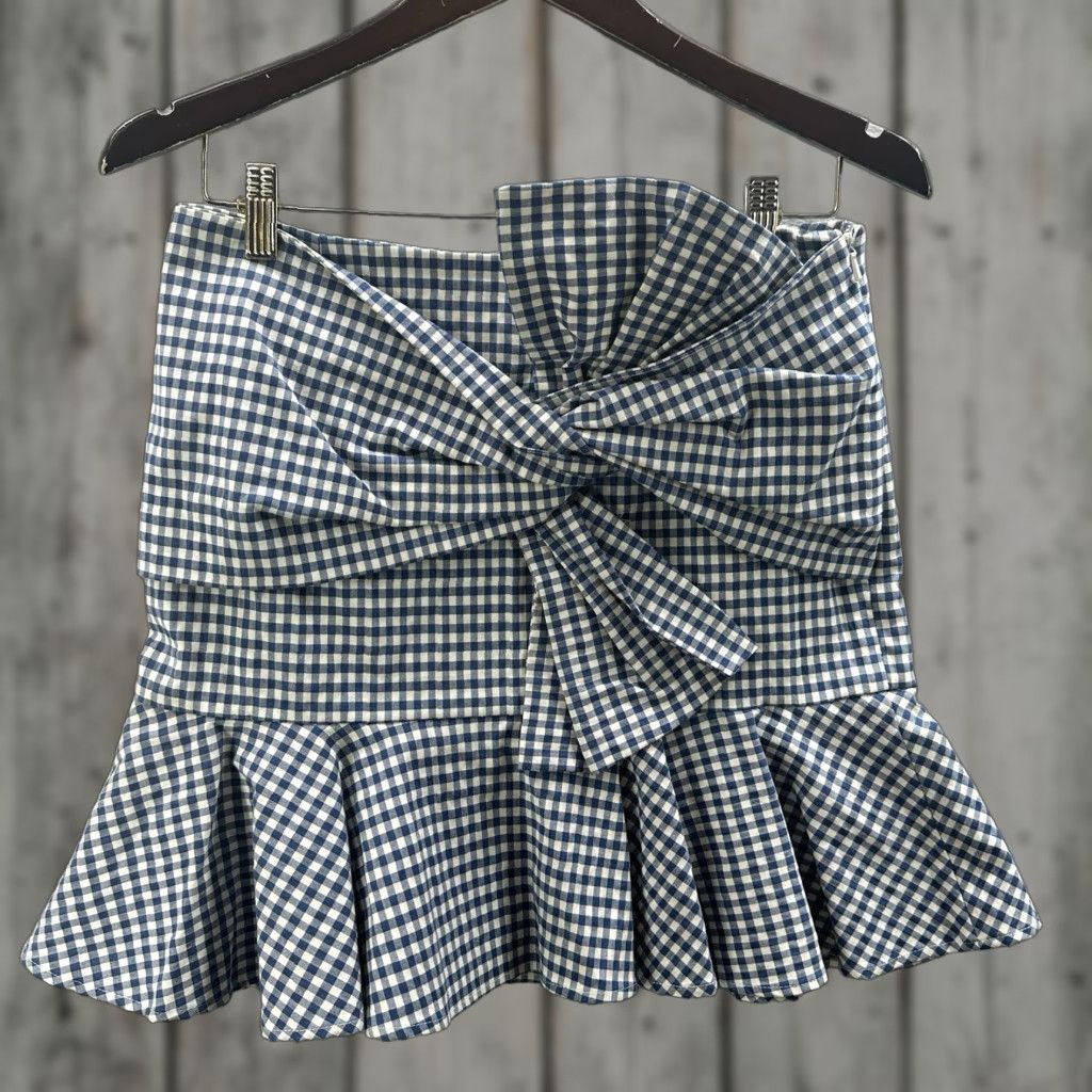 Veronica Beard Veronica Beard Mini Skirt Womens 6 Blue Plaid Asymmetrical Cottage Gingham Boho Prep 90s Style Short Skirt Mens/Womens Size 28" / US 6 / IT 42 - 1 Thumbnail