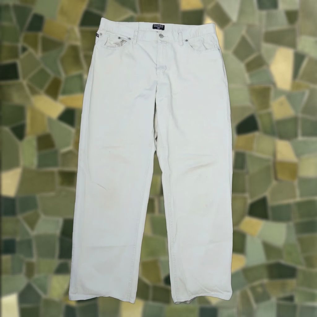 Ralph Lauren VINTAGE Polo Jeans Ralph Lauren Cream 14 Pants 1990s Cotton Straight Leg Grunge Mens Size 36" / US 14 / IT 50 - 1 Thumbnail
