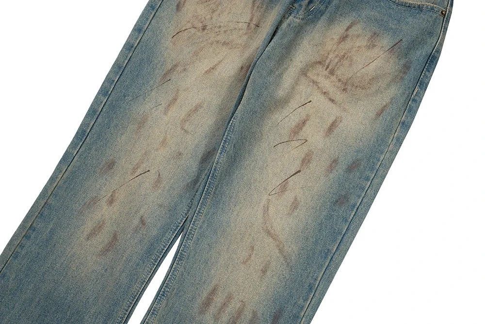 Japanese Brand × Vintage Handmade Distressed Mud Dyed Dirty Baggy Blue Jeans Size US 36 / EU 52 - 5 Thumbnail