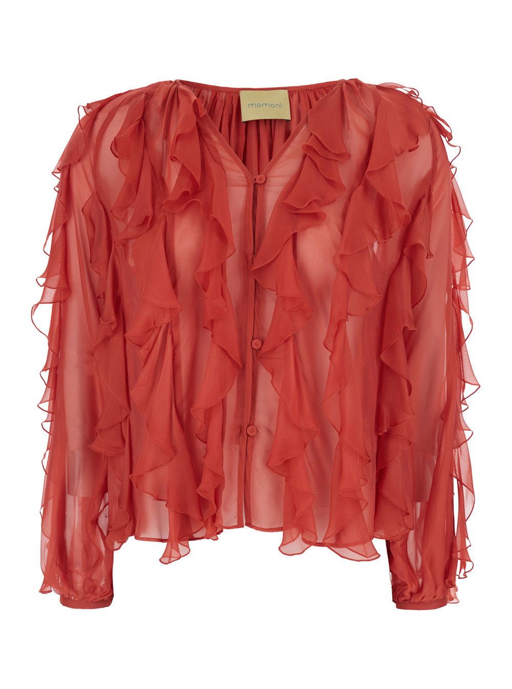 Missoni Blouse 'Canela' with V-Neck and Ruches Design in Red Viscose and Silk for Women Size M / US 6-8 / IT 42-44 - 1 Thumbnail