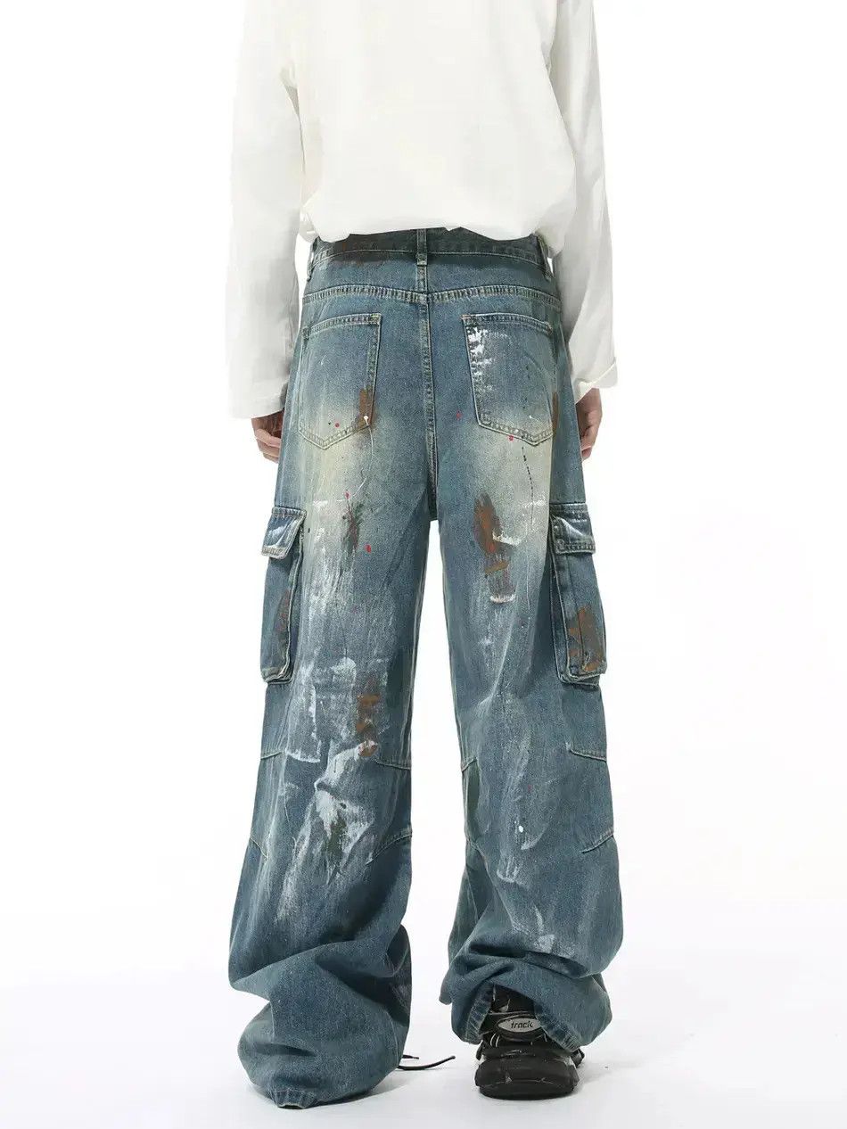 Japanese Brand Retro loose graffiti pocket jeans Size US 32 / EU 48 - 2 Thumbnail