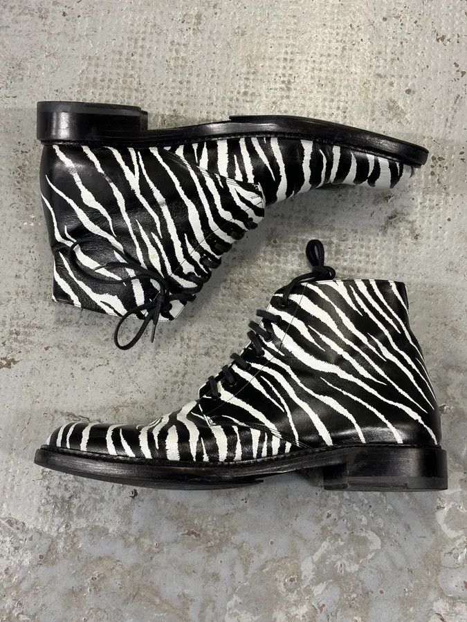 Saint Laurent Paris SS2014 Saint Laurent Black Zebra Leather Boots by Hedi Slimane Size US 8 / EU 41 - 8 Thumbnail