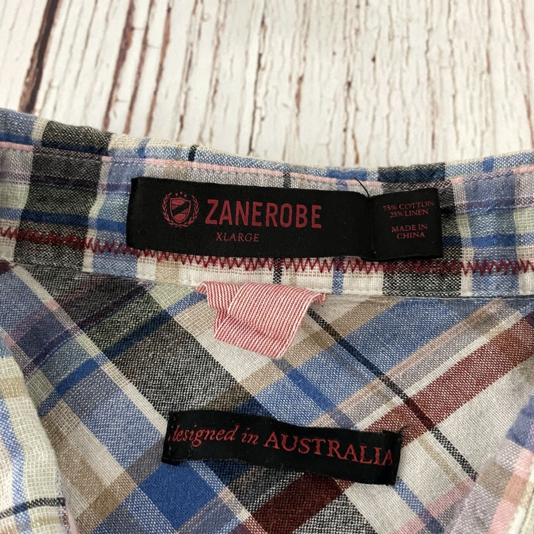 Zanerobe Zanerobe Plaid Long Sleeve Button Front Shirt Men's XL Beige Blue Size US XL / EU 56 / 4 - 3 Thumbnail