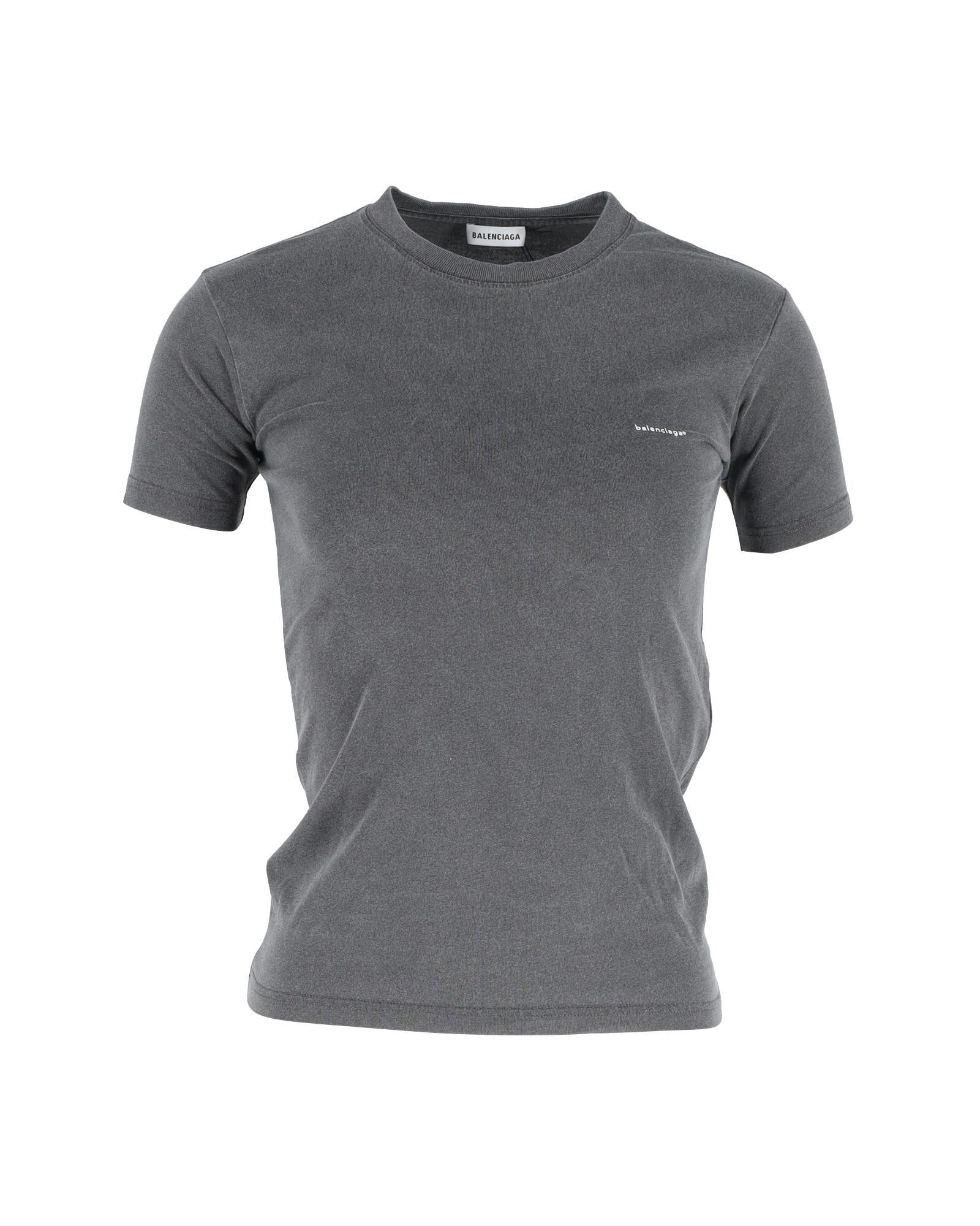 image of Grey Cotton Logo Crewneck T-Shirt By Balenciaga, Women's (Size XS)