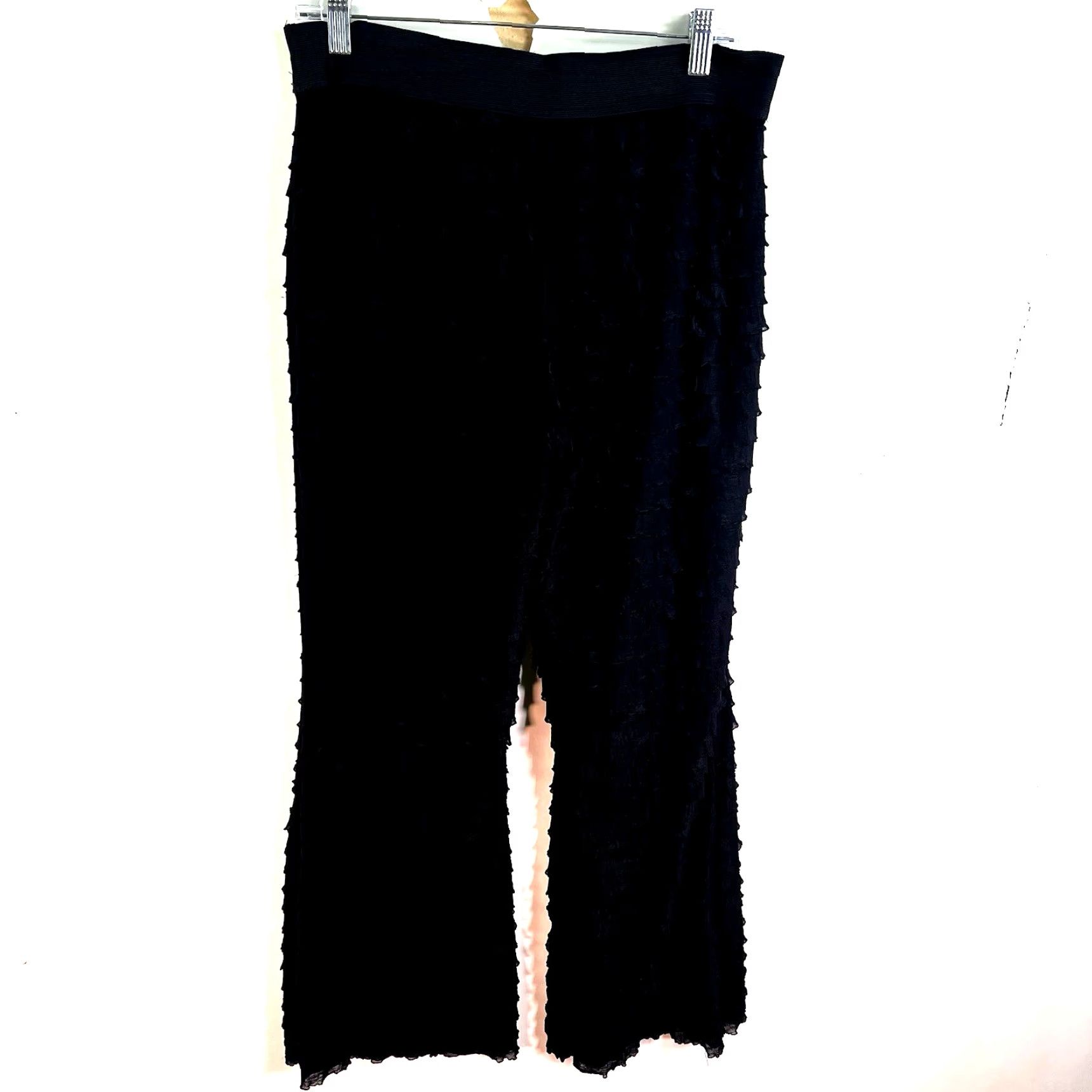 Wrangler Wrangler Rock 47 Wide-Leg Ruffle Pants Womens L Black 332X30 Stretch Dress Pants Casual, Party/Cocktail, Travel Size 36" / US 14 / IT 50 - 6 Thumbnail