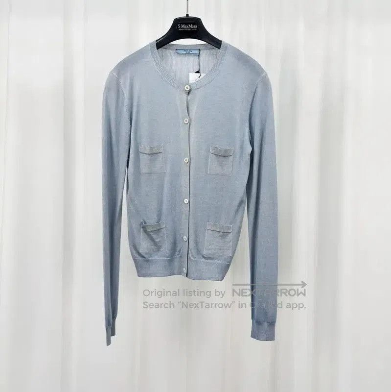 Prada Prada Sky Blue Wool Blend Cardigan for Women. Size XL / US 12-14 / IT 48-50 - 1 Thumbnail