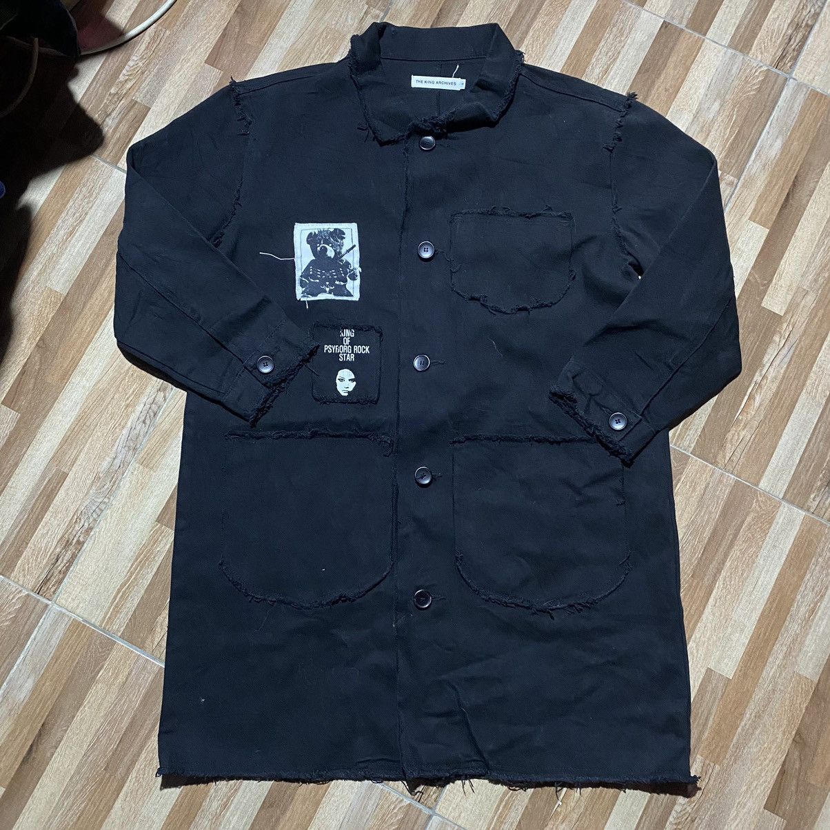 image of Archival Clothing x Avant Garde The King Archives "psychommunity" Denim Jacket in Black (Size Mediu
