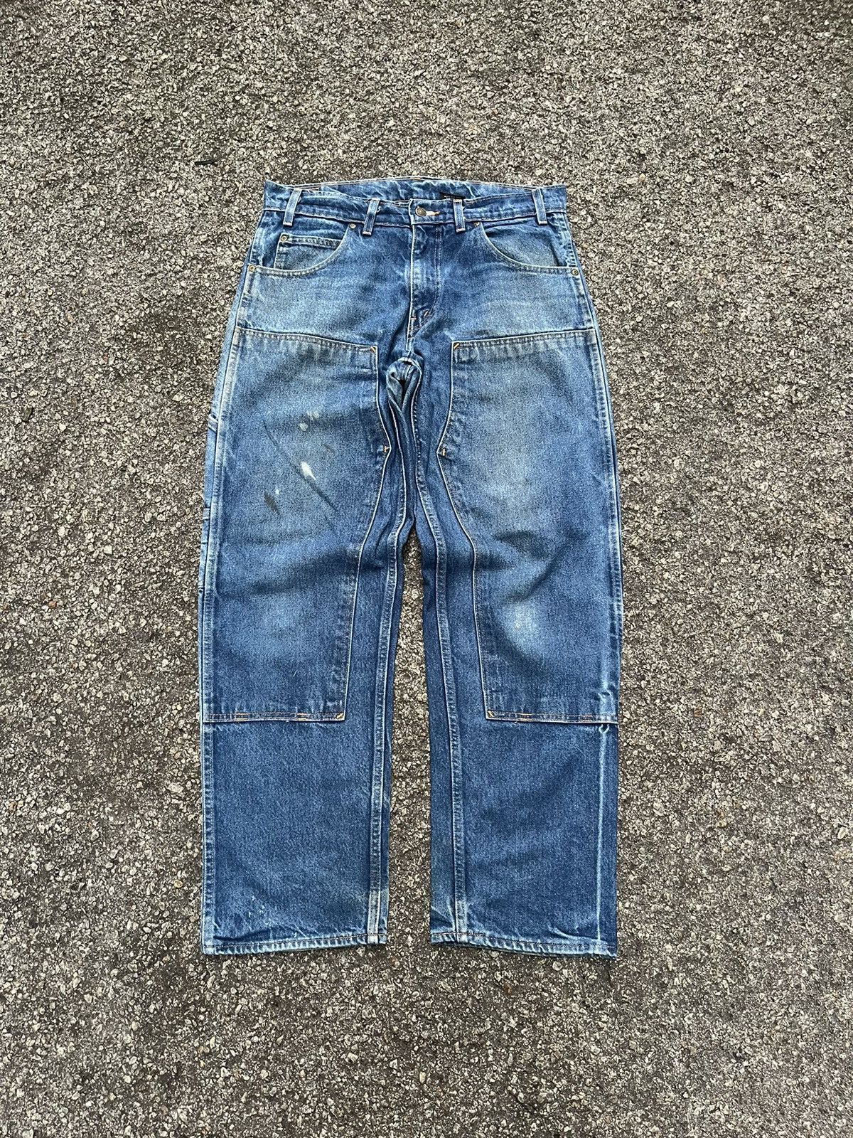 Vintage Crazy Vintage Double Knee Denim Carpenter Pant Made in USA Size US 35 - 1 Thumbnail