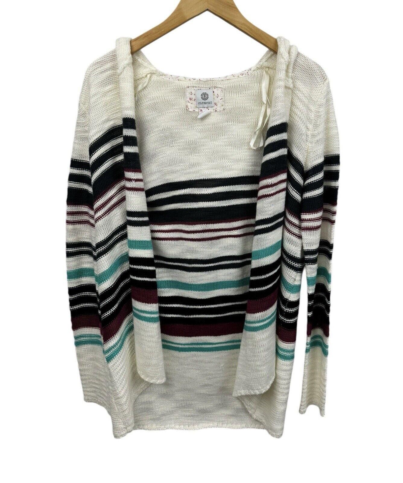 Element Element Cardigan Sweater Striped Knit Woven Womens Sz L Size L / US 10 / IT 46 - 1 Thumbnail