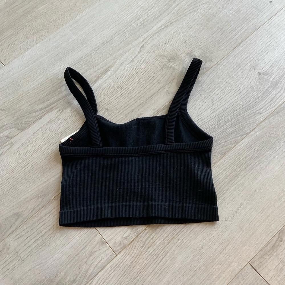 Designer Comfortable Black Ribbed Crop Top - Casual Essential Size ONE SIZE - 3 Thumbnail