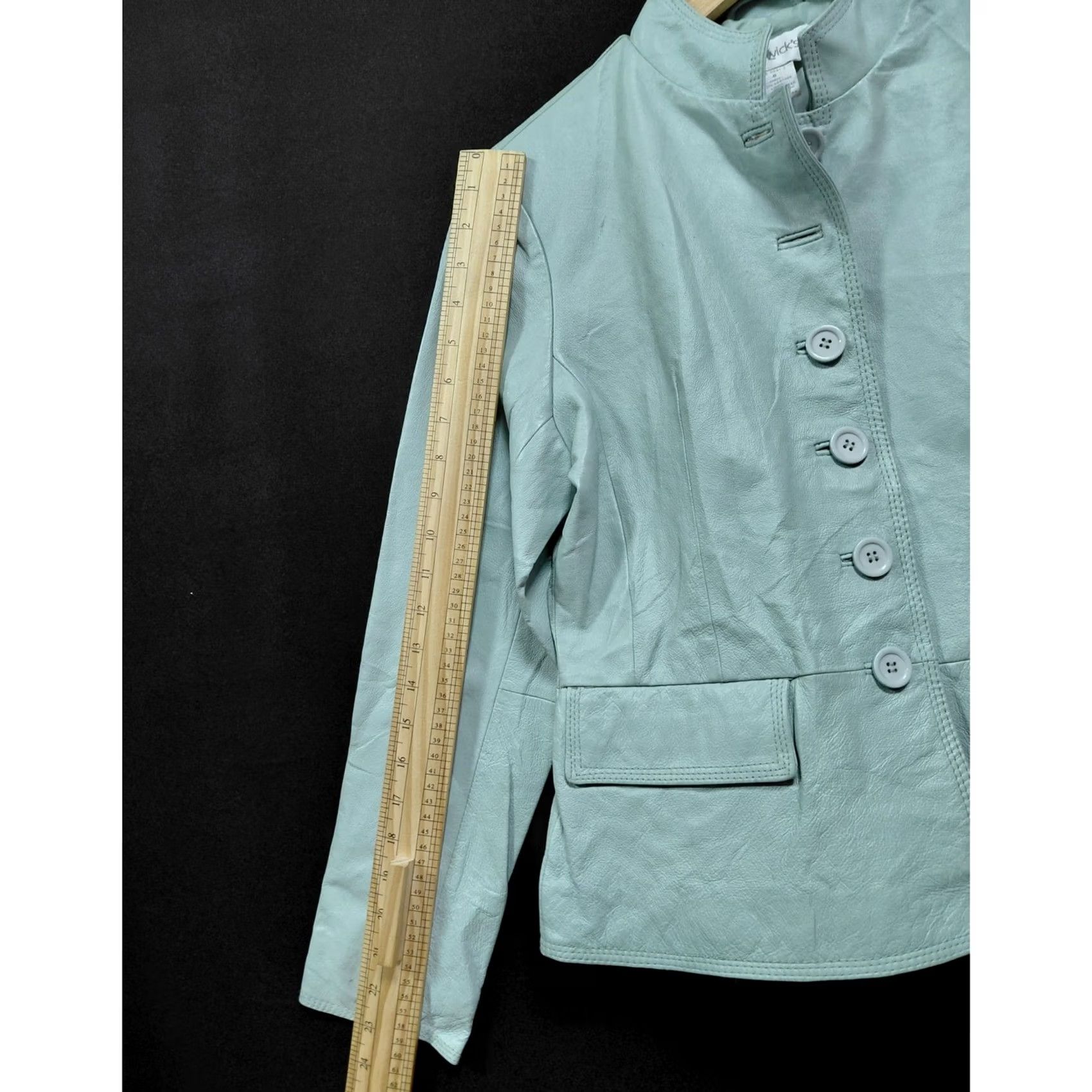 Vintage Chadwick's Leather Jacket Blue Solid Long Sleeve 100% Leather Women Size 8 Size M / US 6-8 / IT 42-44 - 7 Thumbnail