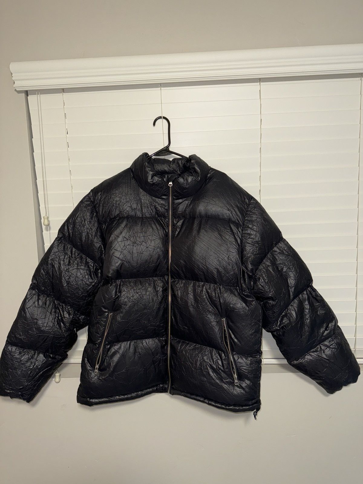 Image of Stussy Down Puffer Wrinkled Nylon in Black, Men's (Size XL)