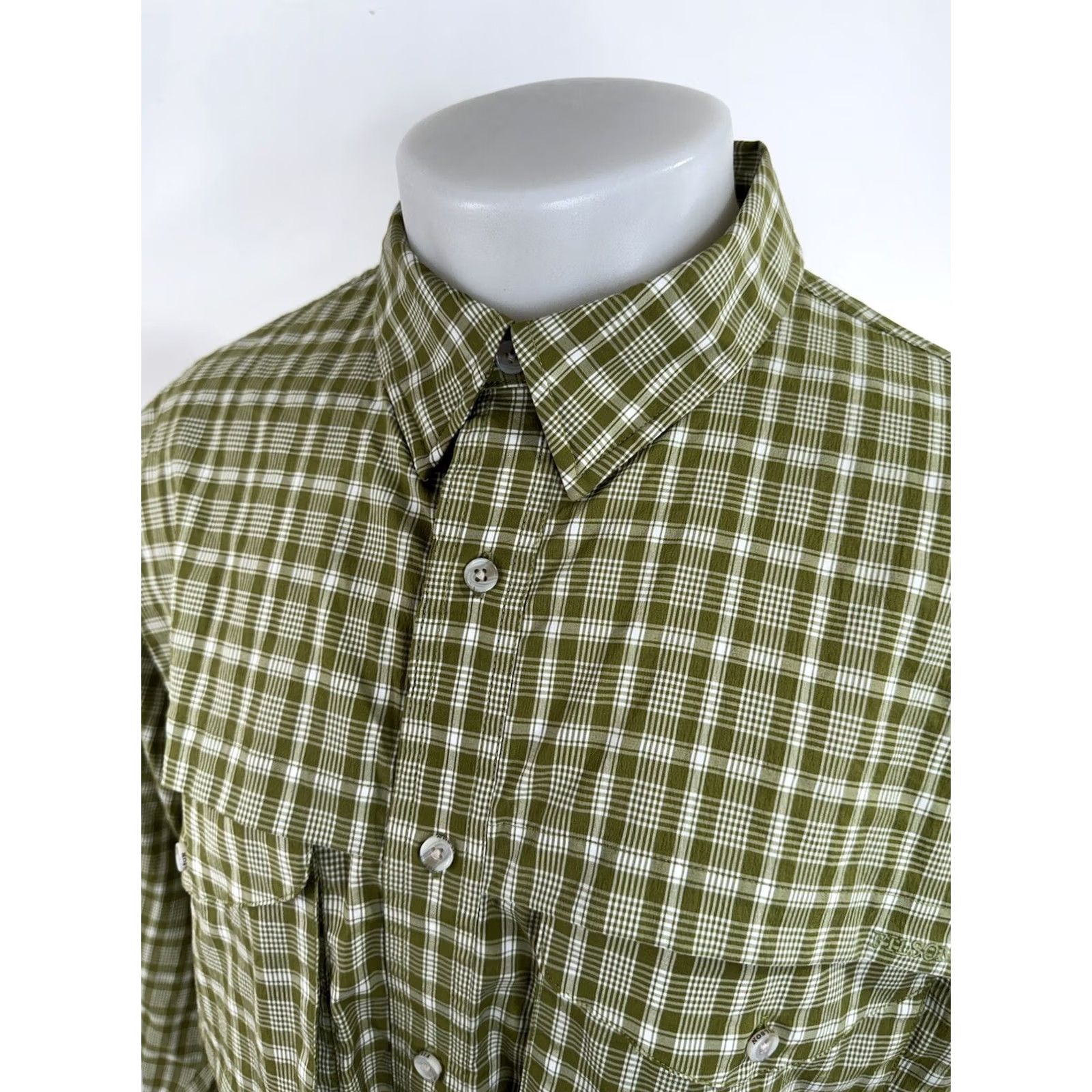 Filson Filson Shirt Mens L Vented Embroidered Plaid Fishing Hunting Button-Up Green White 90s Theme Fish Size US L / EU 52-54 / 3 - 2 Thumbnail