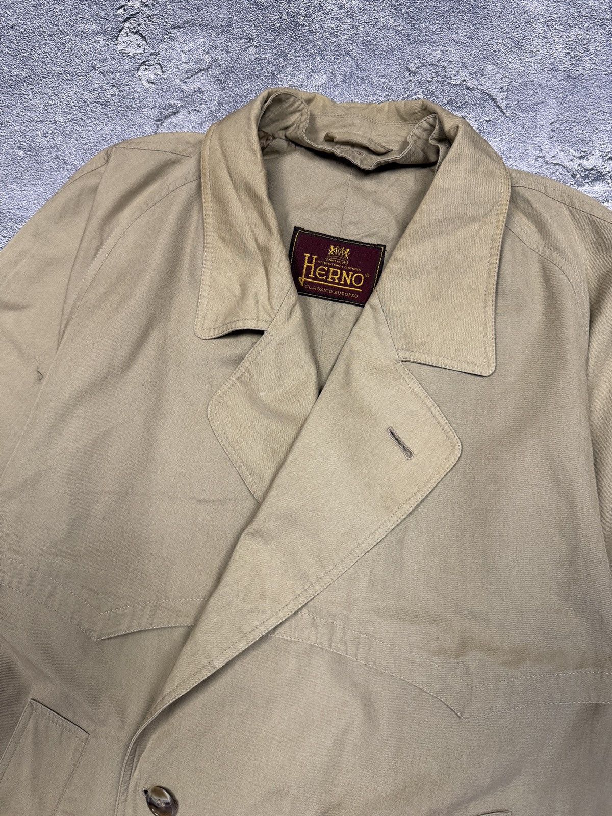 Herno × Vintage Vintage Herno Navy Trench Coat Jacket Size US L / EU 52-54 / 3 - 2 Thumbnail