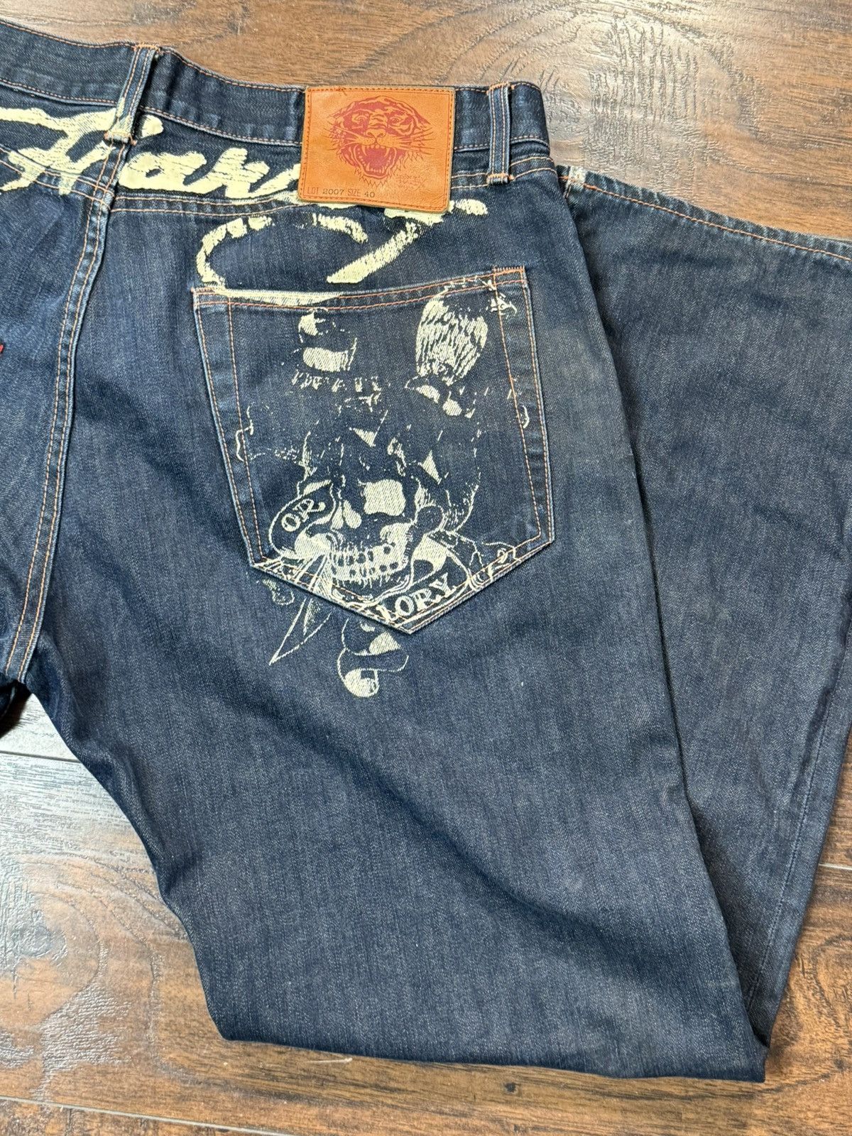 Ed Hardy Ed Hardy Jeans Embroidered Denim Relaxed Skull 40x34 Size US 40 / EU 56 - 7 Thumbnail