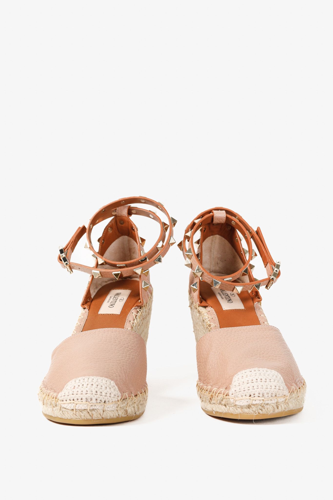 Valentino Valentino Garavani Rockstud Wedge Leather Espadrille Size US 7.5 / IT 37.5 - 2 Thumbnail