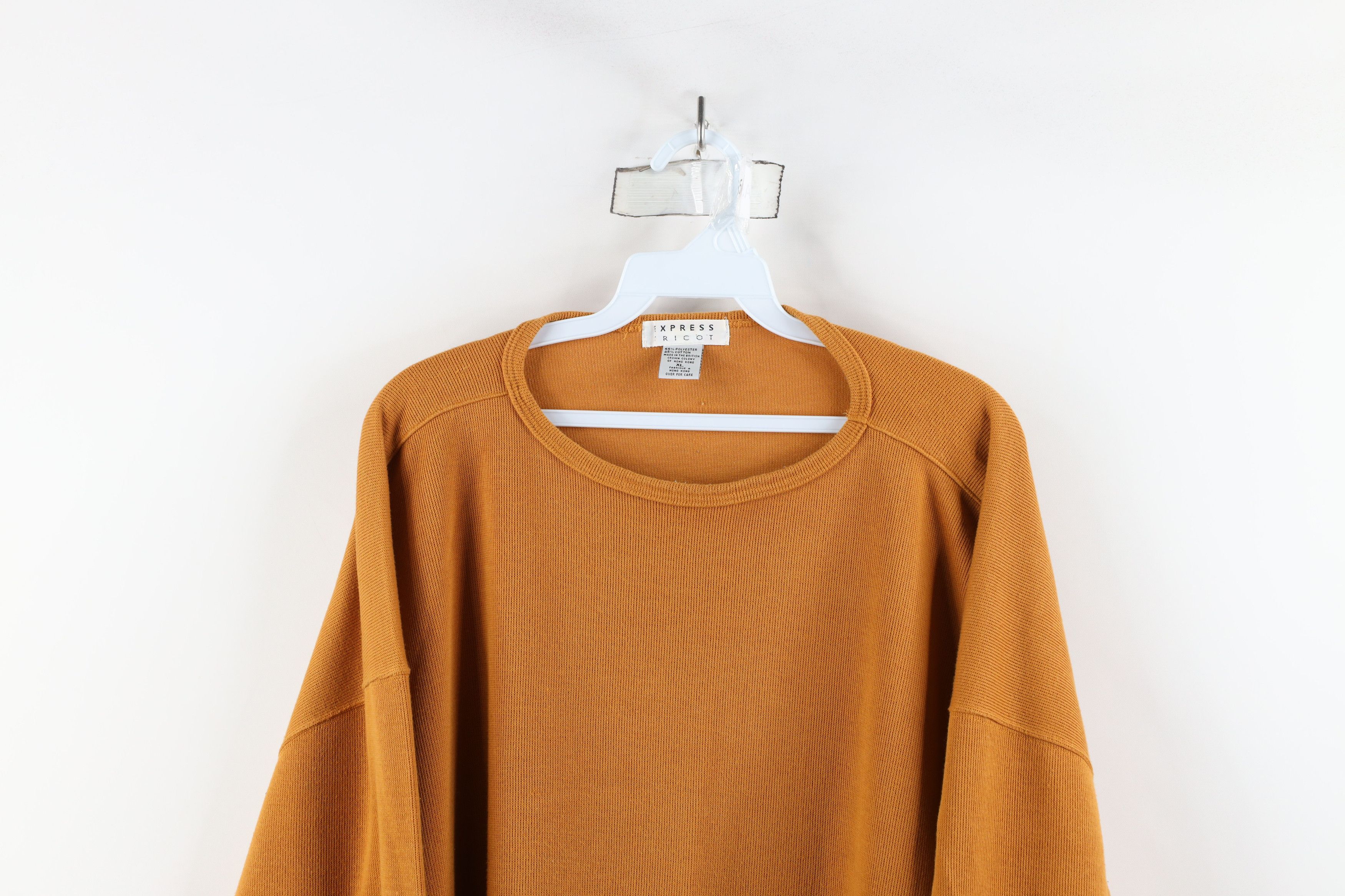 Express × Vintage Vintage 90s Express Ribbed Knit 3/4 Sleeve T-Shirt Orange Size XL / US 12-14 / IT 48-50 - 2 Thumbnail