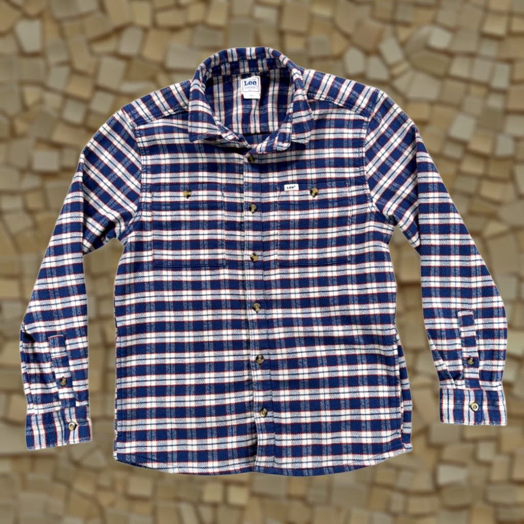 Lee Lee Shirt Plaid Flannel Shacket Workwear Pocket Button-Up Adult SMALL Blue White Red Size US S / EU 44-46 / 1 - 1 Thumbnail