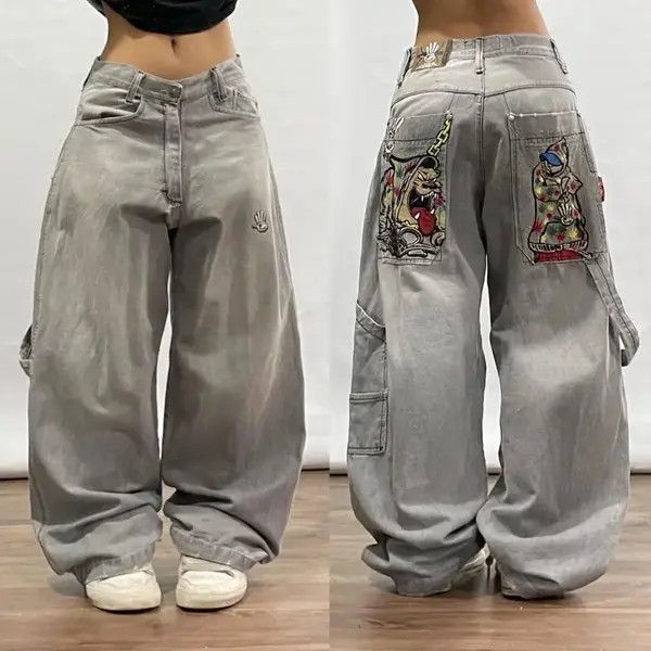 Jean Street Hip Hop Retro Y2k Casual Loose Big Pocket Jeans Size 27" / US 4 / IT 40 - 1 Thumbnail
